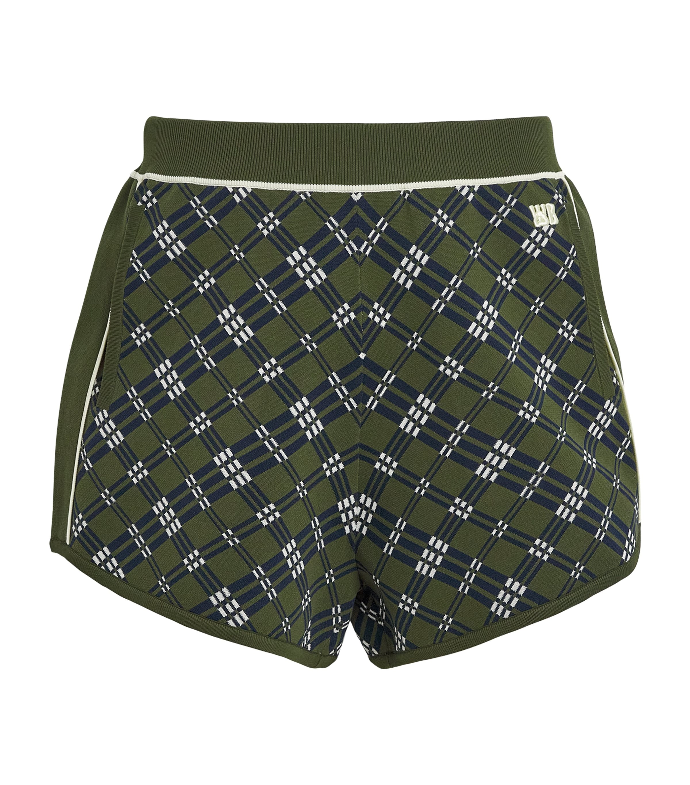 Wales Bonner Mens Power Check Shorts Khaki / Navy Image 1