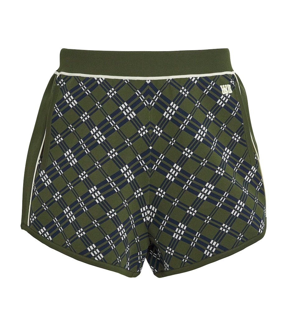 Wales Bonner Mens Power Check Shorts Khaki / Navy Image 1