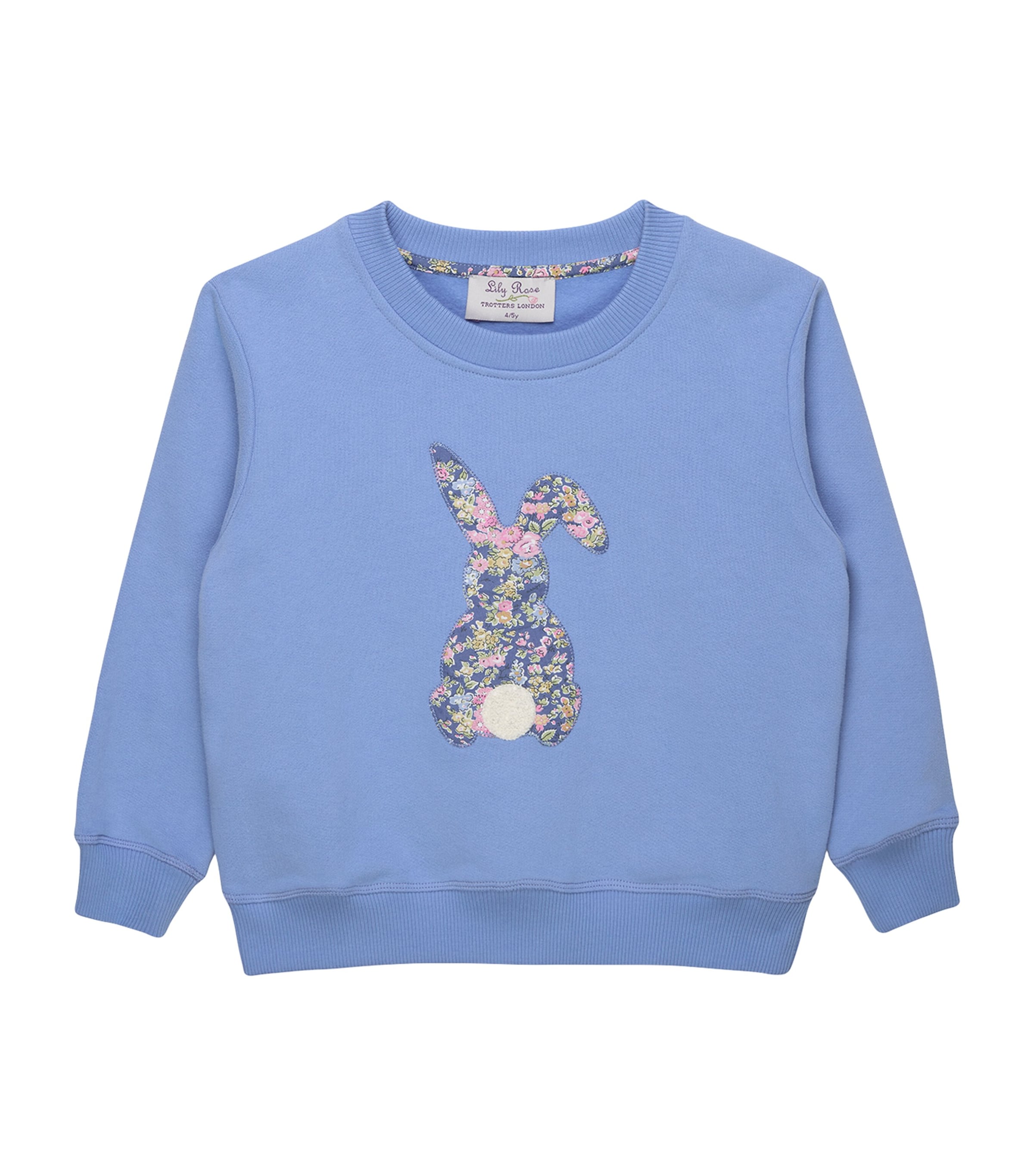 Trotters Cotton Floral Bunny Sweatshirt (6-11 Years) Blue Image 1