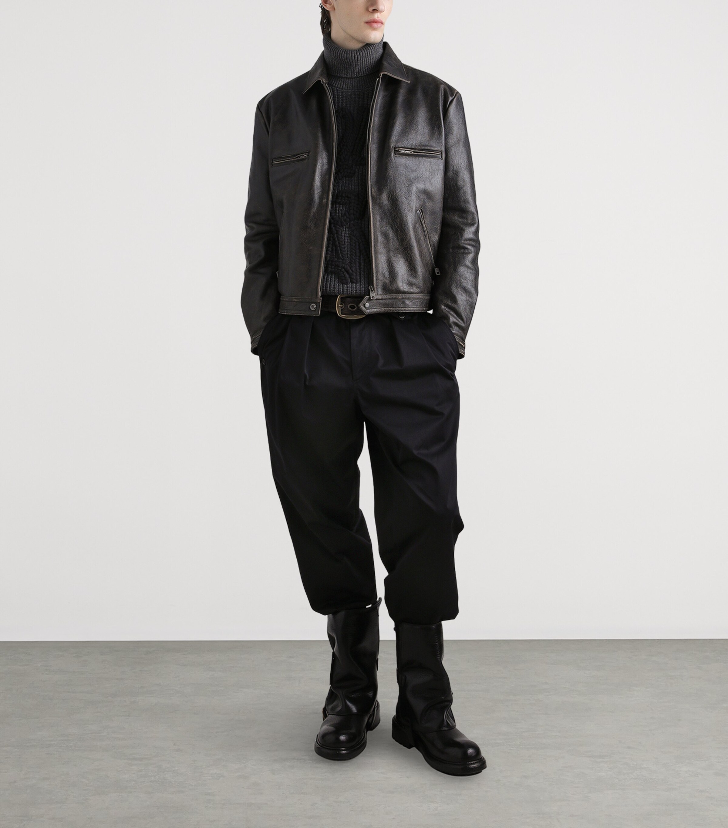 Virgin Wool Embroidered Rollneck Sweater N0542 IRON GREY Image 4