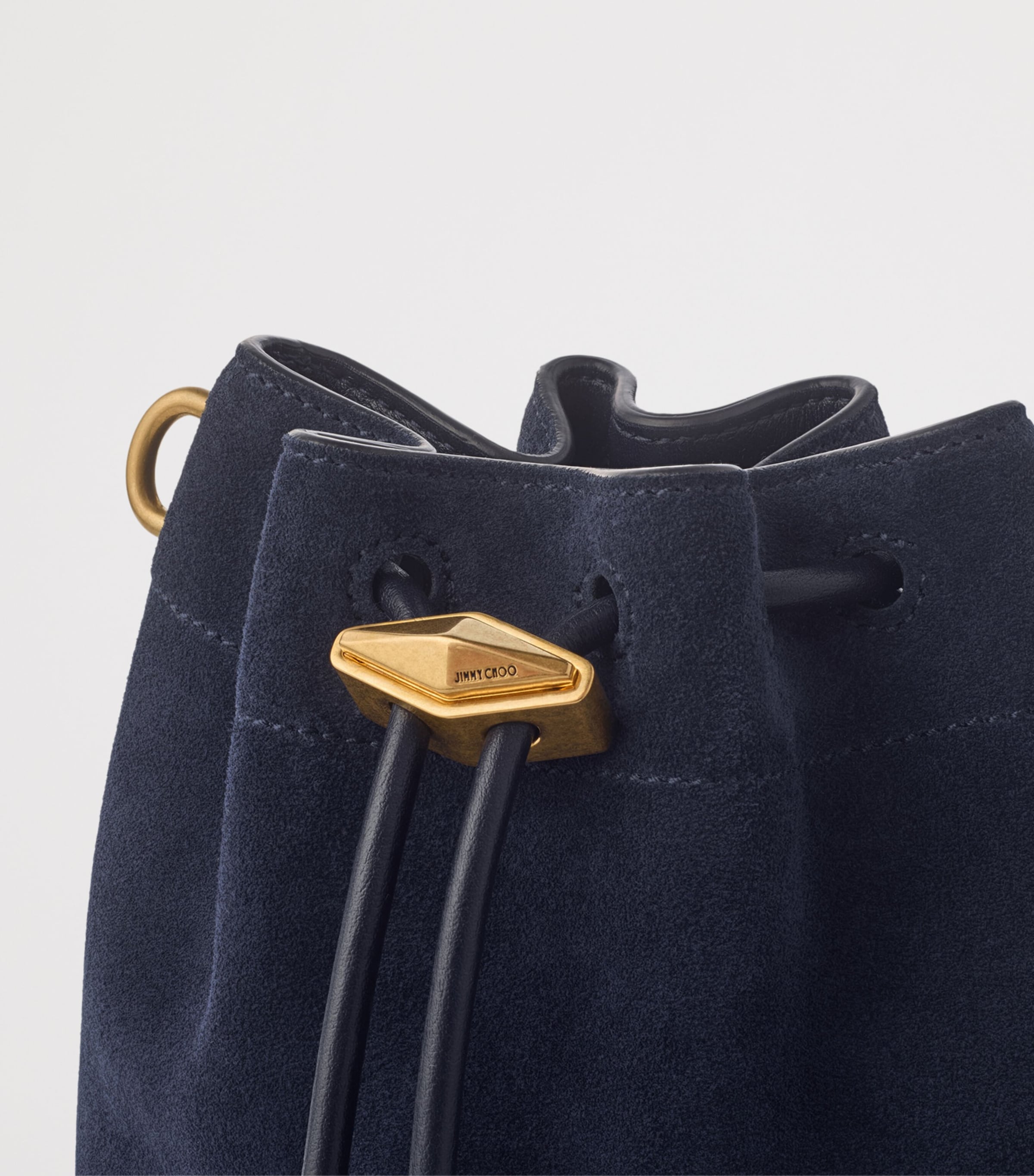 Suede Cinch Mini Bucket Bag MARINE/GOLD Image 5
