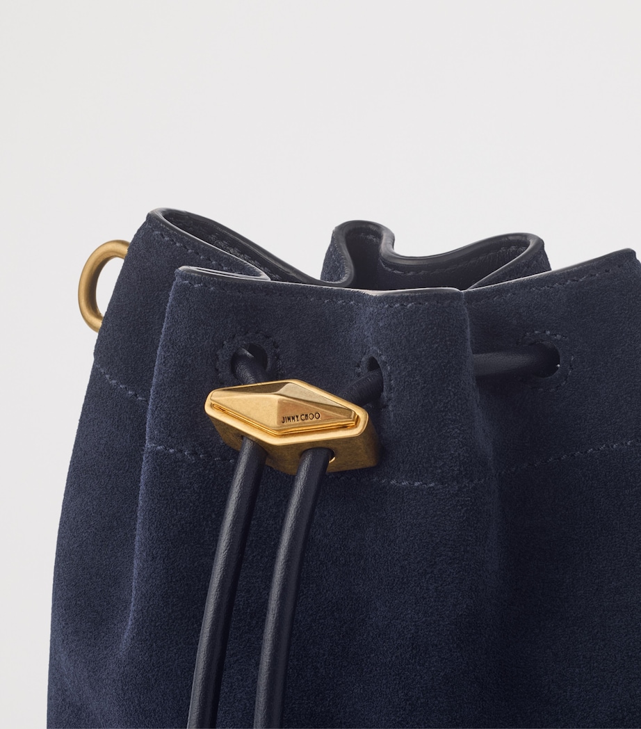 Suede Cinch Mini Bucket Bag MARINE/GOLD Image 5