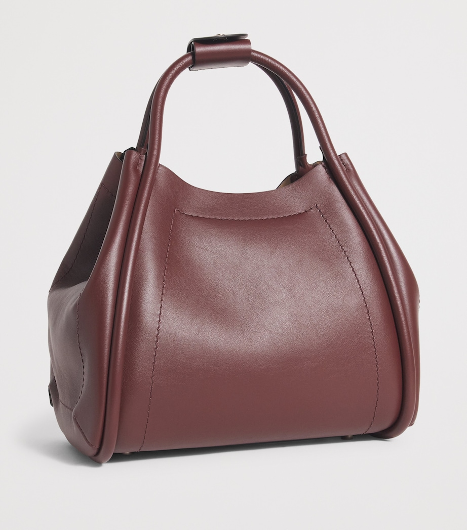 Small Leather Marine Top-Handle Bag BORDEAUX Image 3