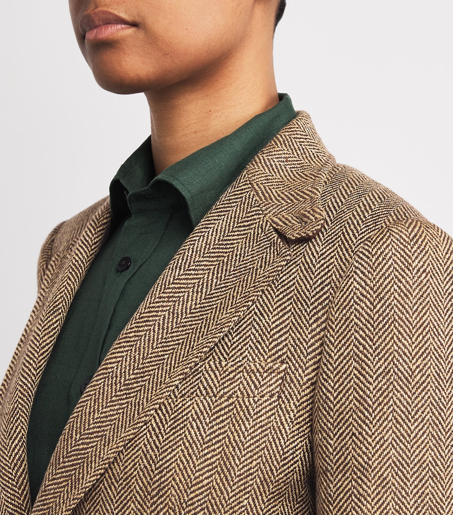 Linen-Blend Herringbone Blazer NATURAL Image 6