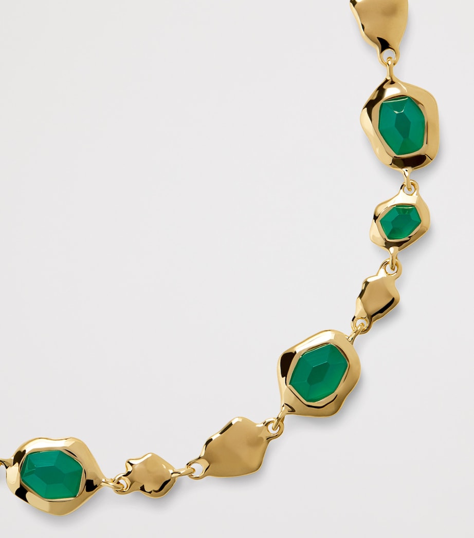 Gold Vermeil and Green Onyx Odyssey Pebbled Chain Bracelet 18K GOLD VERMEIL Image 2