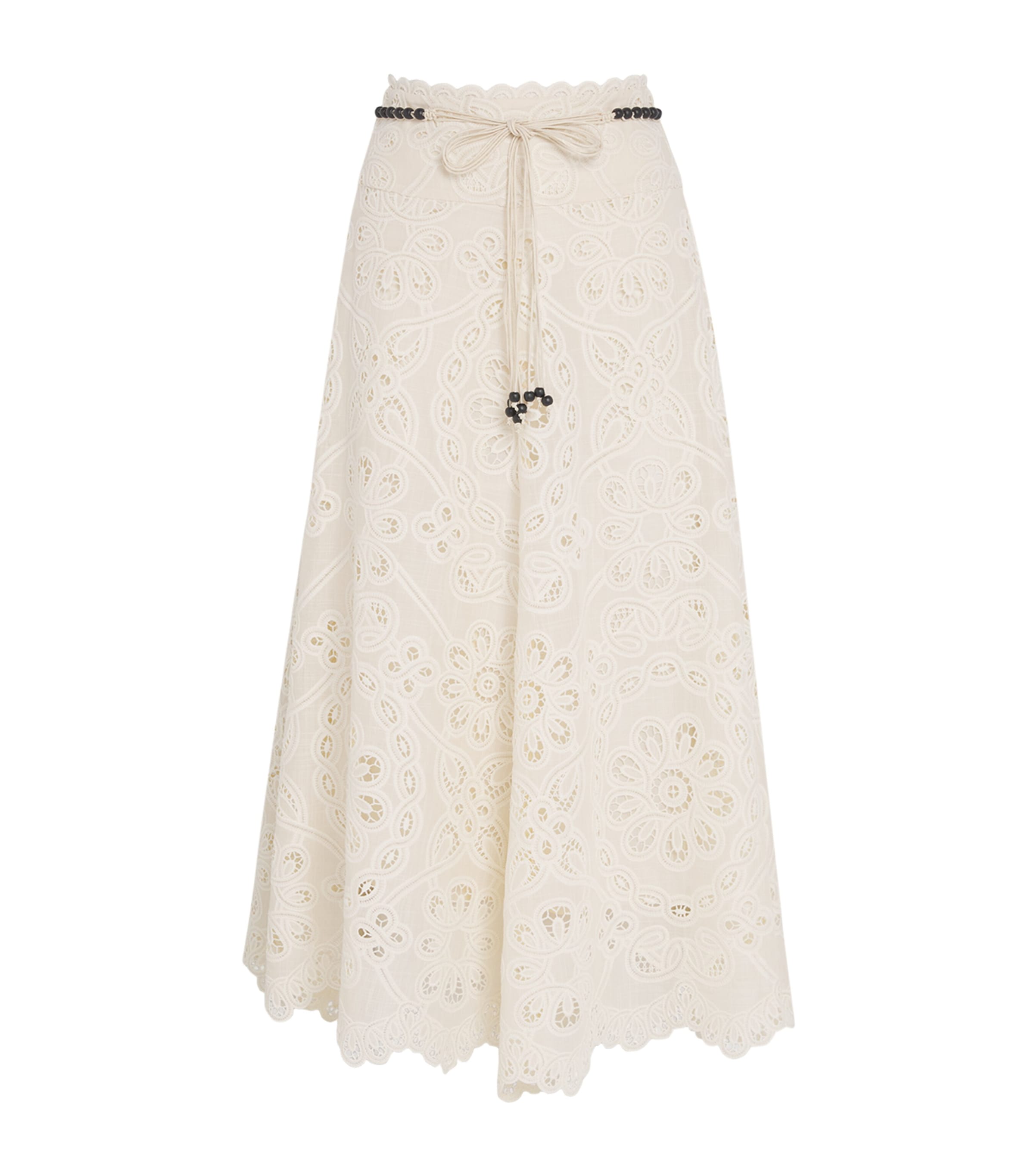 Zimmermann Cotton Rhiannon Embroidered Midi Skirt
