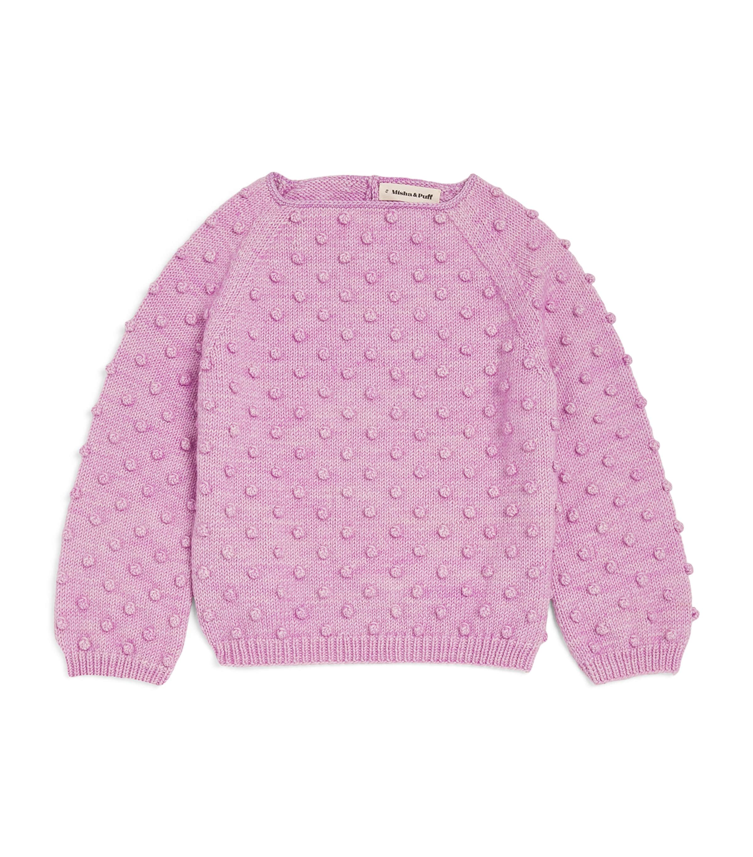 Misha And Puff Kids' Merino Wool Original Popcorn Sweater In Pink