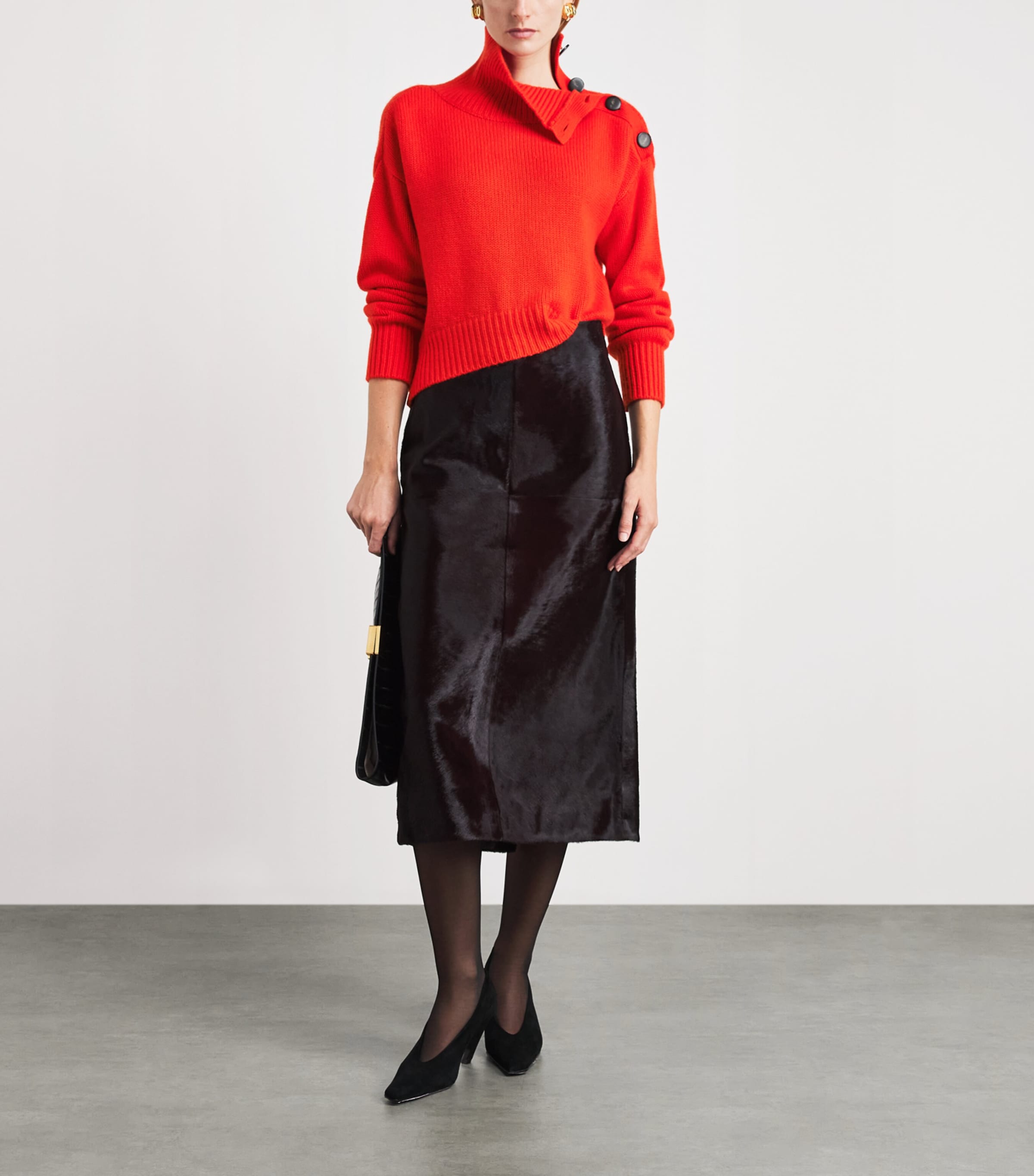 Yves Salomon Womens Wool-Cashmere Funnel-Neck Sweater Image 2