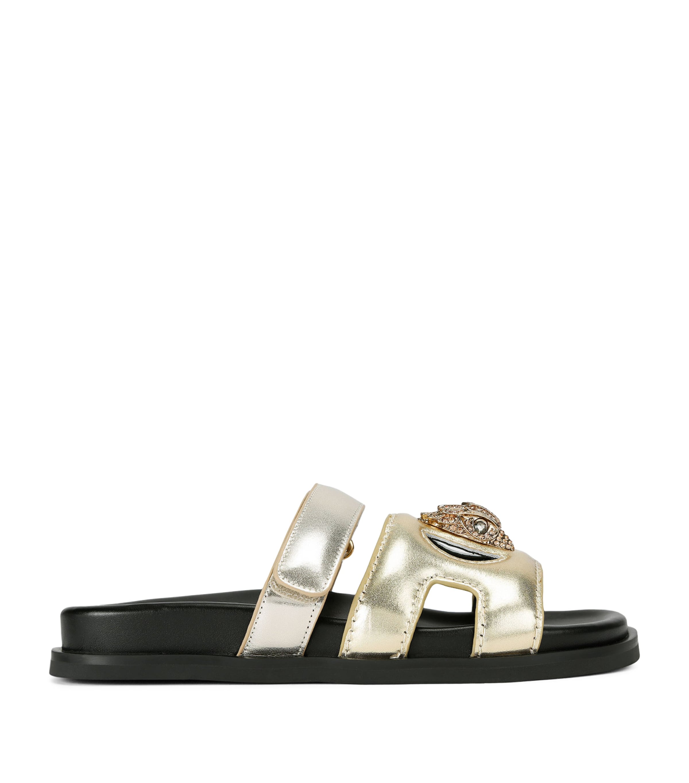 Kurt Geiger Leather Eagle Cut Out Sandal In Metallic