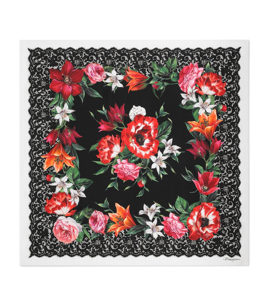 Silk Printed Scarf HN5QV-FIORI FDO.NERO Image 1