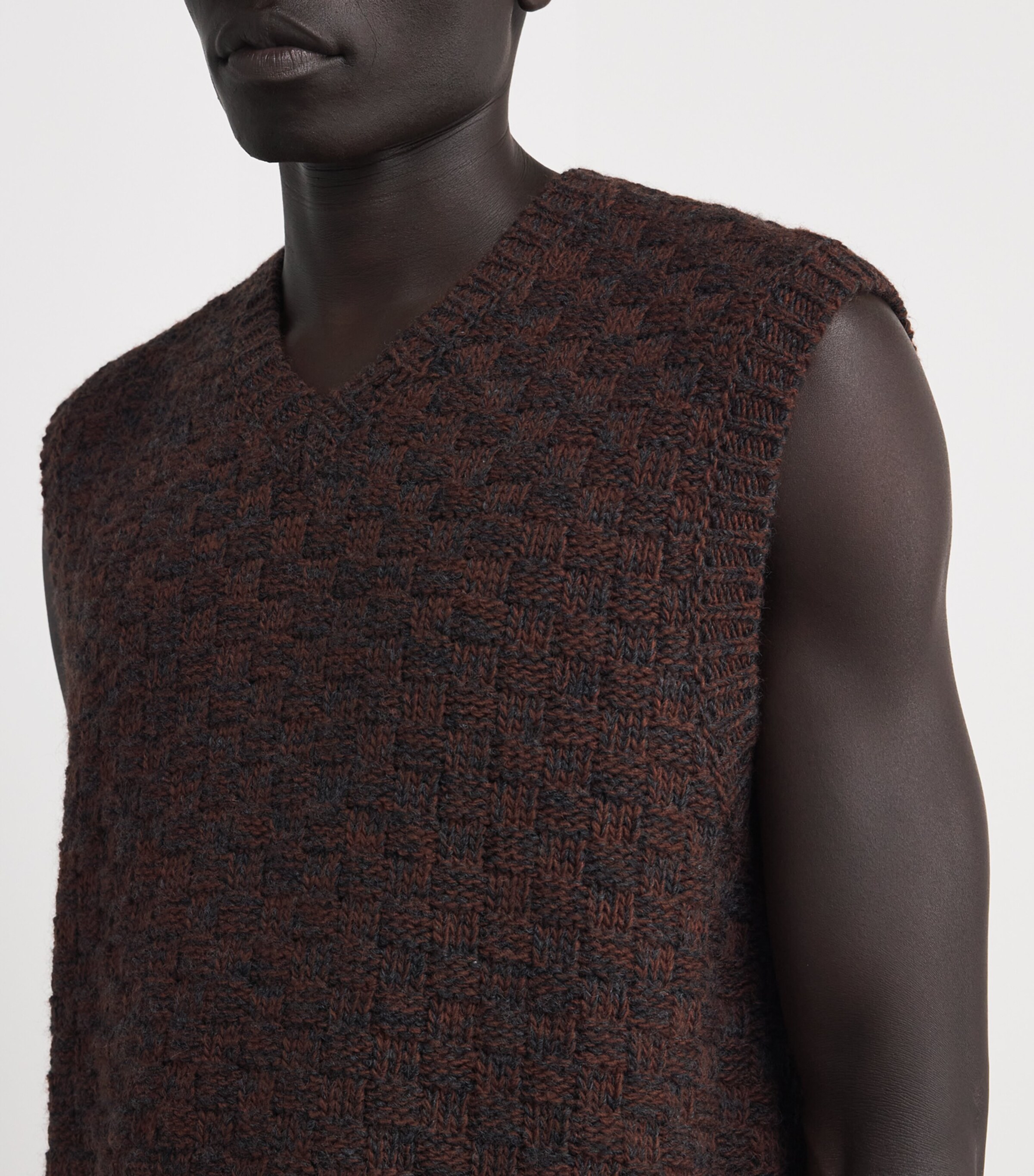 MM6 Maison Margiela Mens Virgin Wool-Blend Sweater Vest Brown Image 6