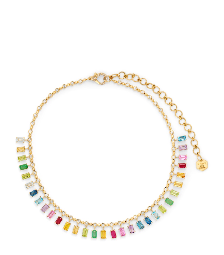Yellow Gold and Diamond Rainbow Dot Dash Necklace YELLOW GOLD Image 1