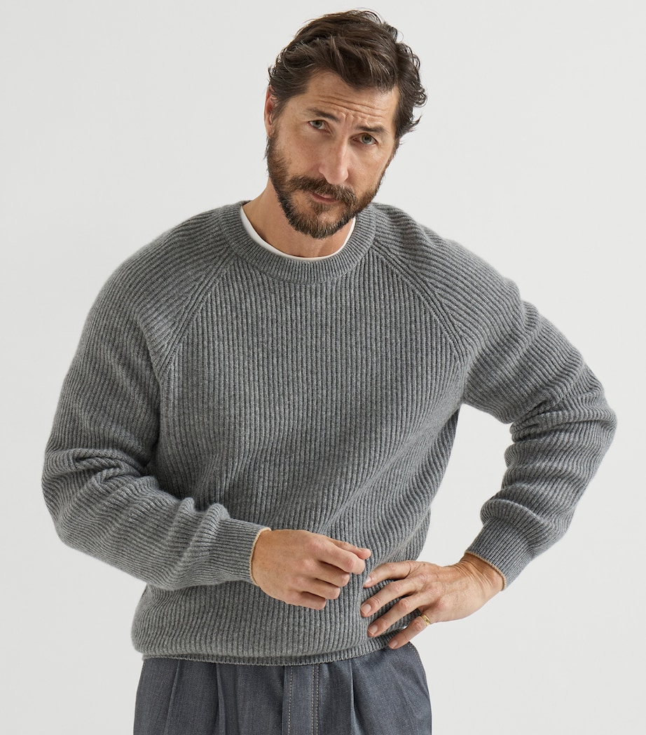 Brunello Cucinelli Mens Cashmere Ribbed Sweater Image 3