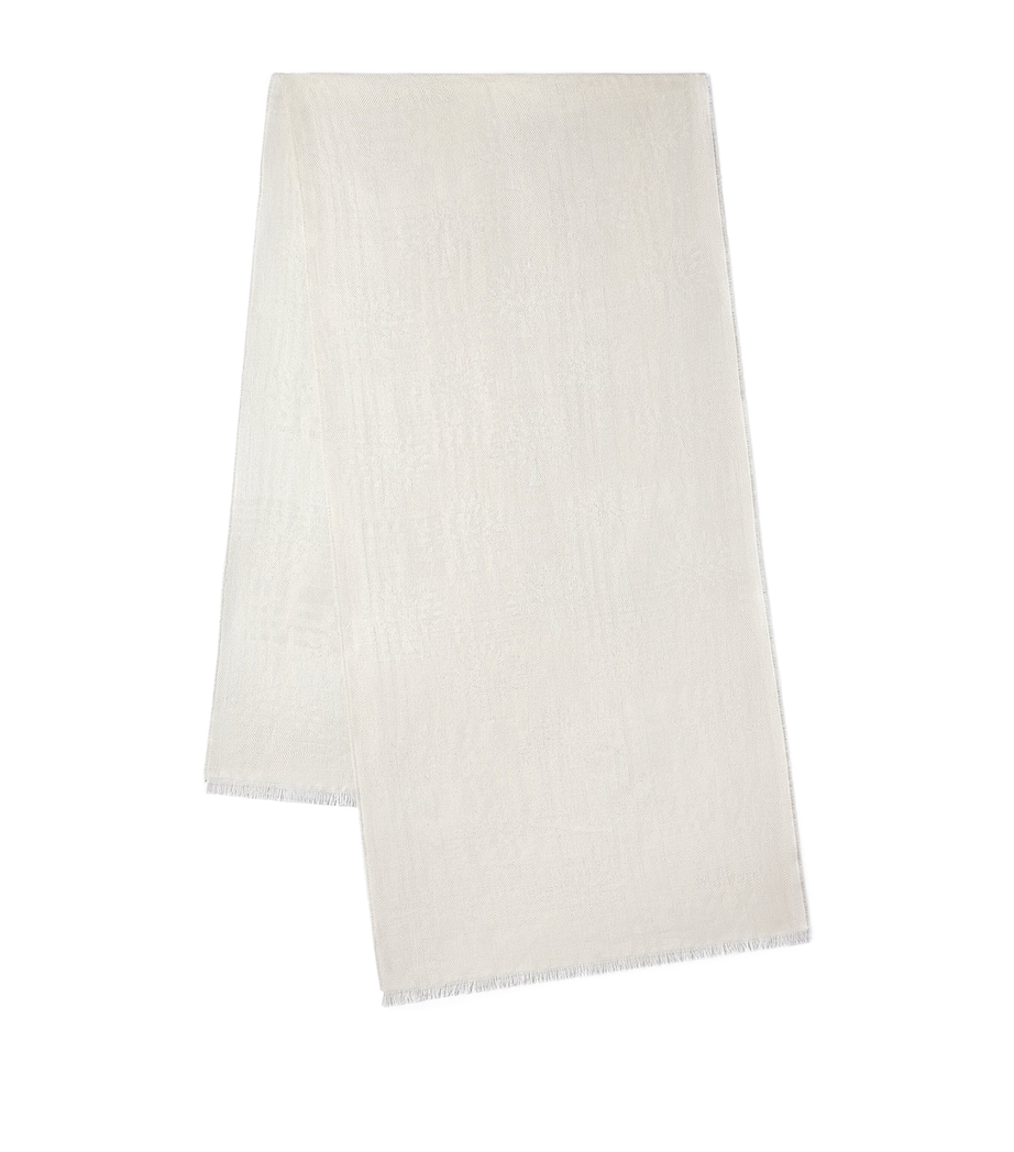 Mulberry Wool-Silk Jacquard Scarf Cream Image 1