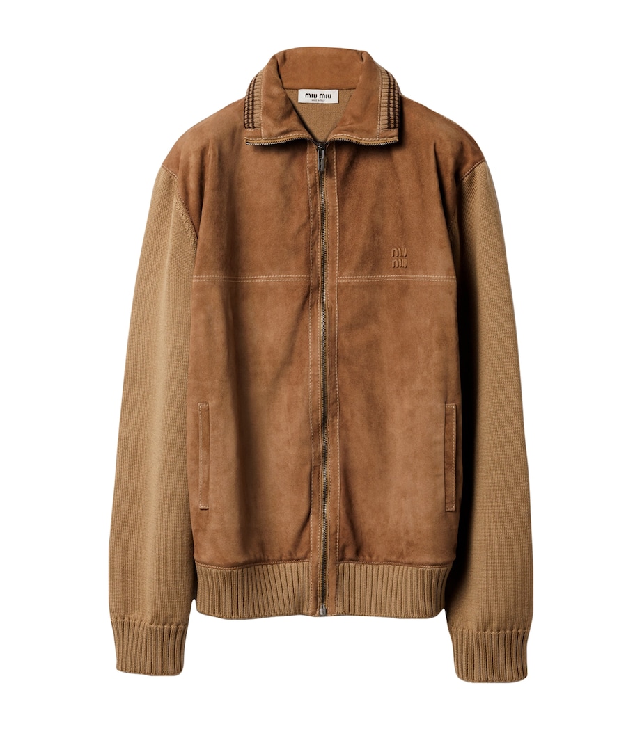 Wool-Leather Zip Cardigan F04V6 Image 1