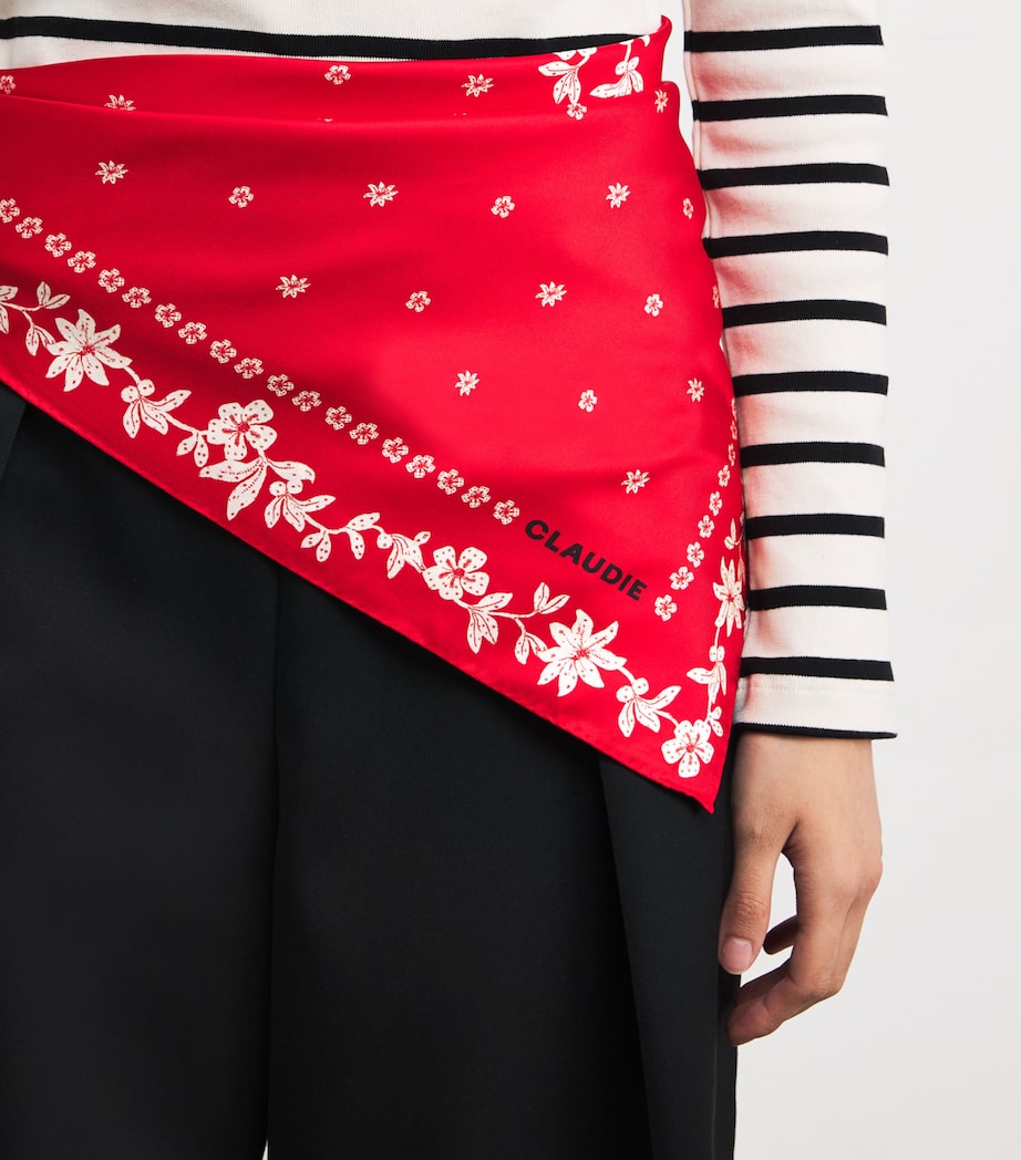 Silk Printed Square Scarf RED Image 3