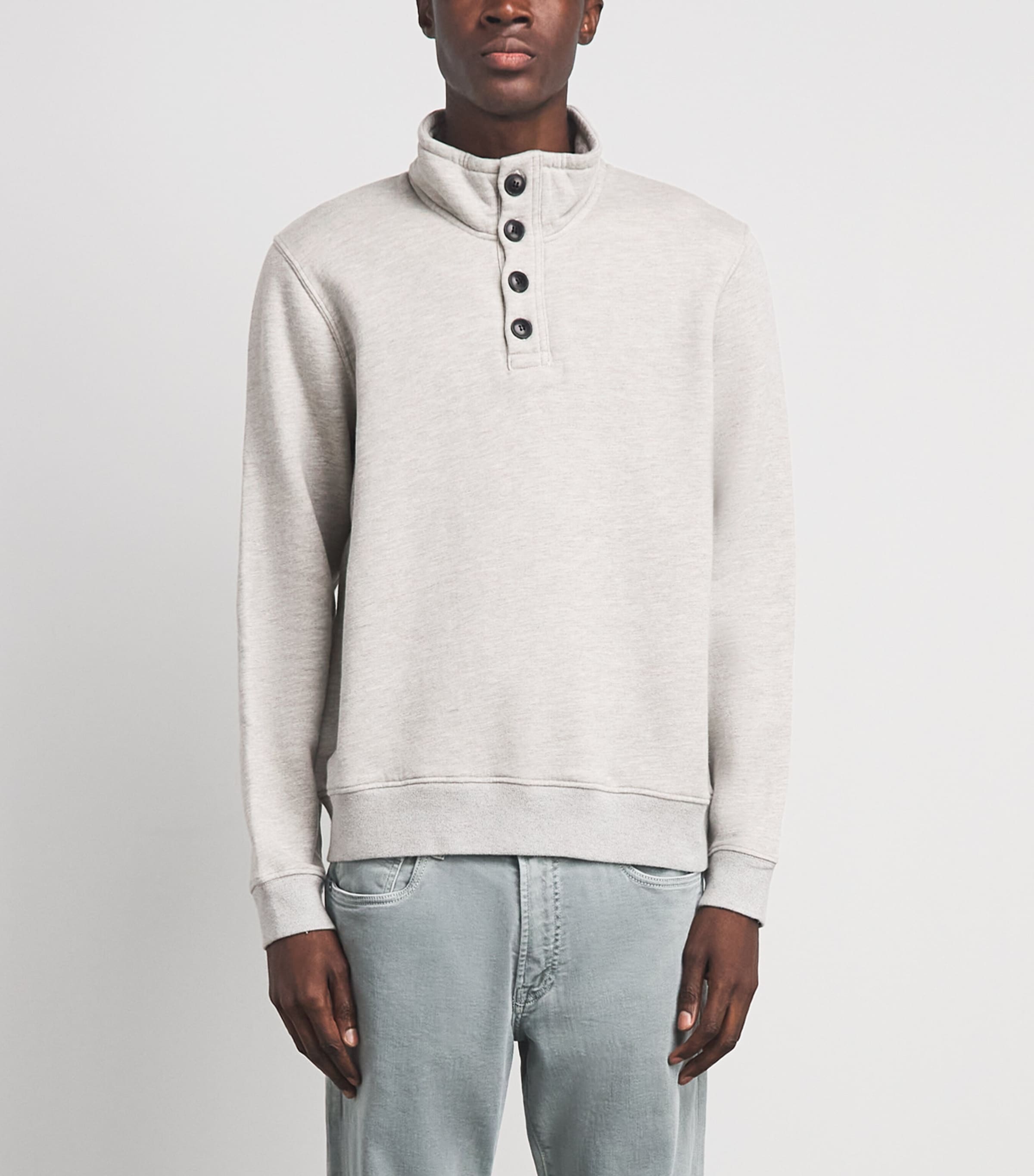 Citizens of Humanity Mens Half-Button Sweatshirt Heather Grey Image 4