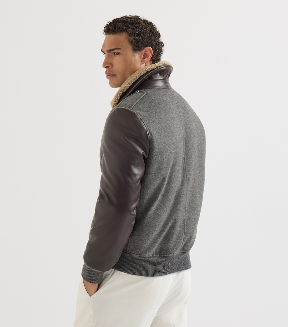 Brunello Cucinelli Mens Cashmere Bomber Jacket Grigio Medio Image 5