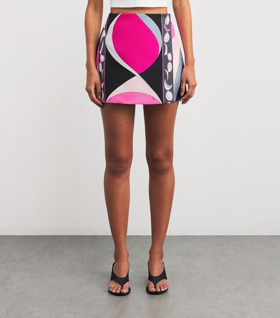 PUCCI Womens Silk Pesci Print Mini Skirt Nero/fuxia Image 3