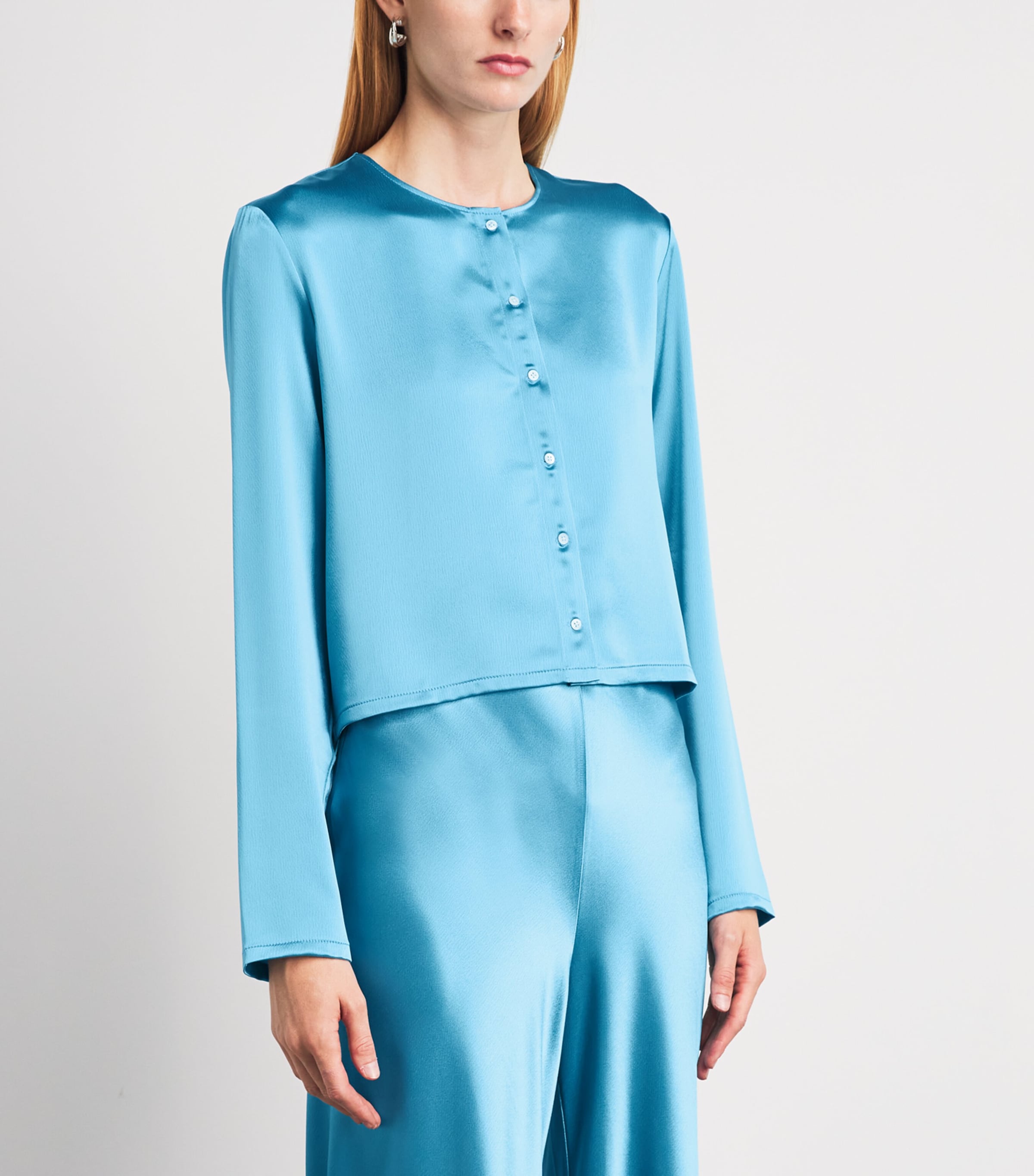LESET Womens Satin Barb Cardigan Skye Image 4