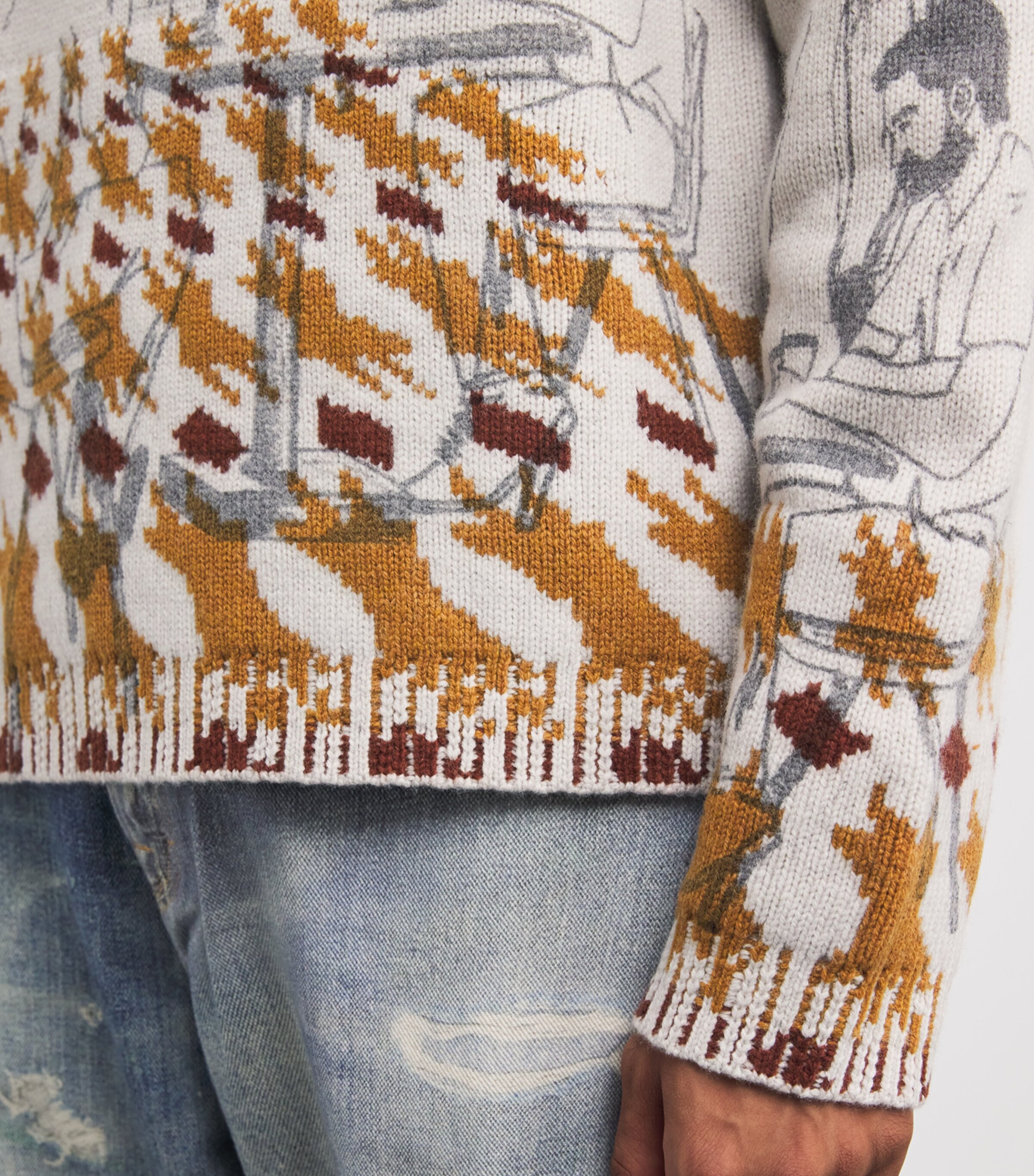 Wool-Blend Jacquard Print Sweater DOVE GREY Image 6