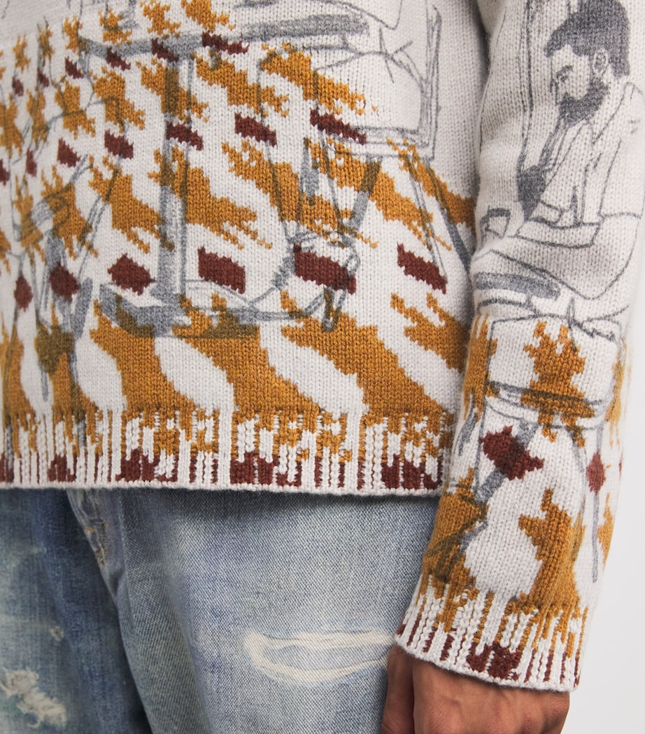 Wool-Blend Jacquard Print Sweater DOVE GREY Image 6