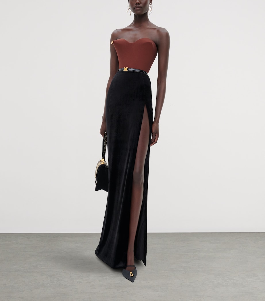 Schiaparelli Womens Adaptable Two-Tone Maxi Dress Brown / Black Image 2