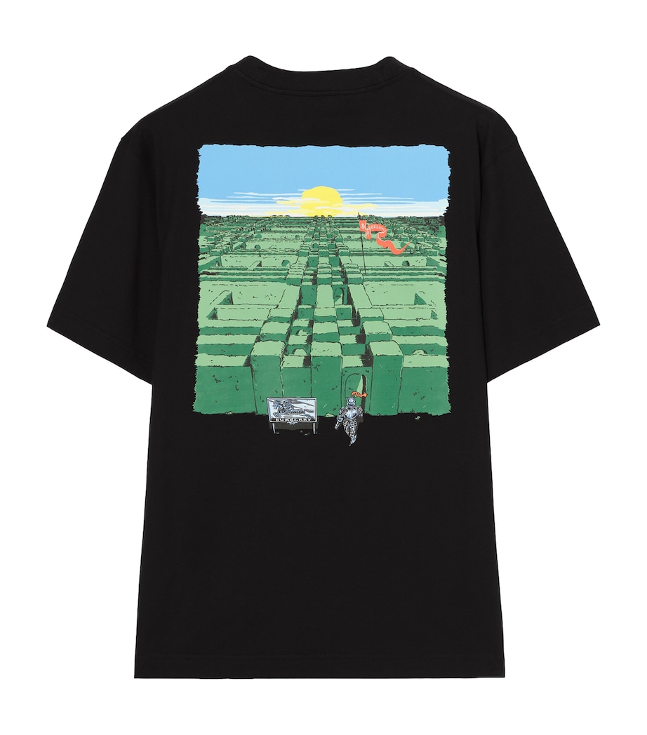 Burberry Mens Cotton Maze Print T-Shirt Black Image 4