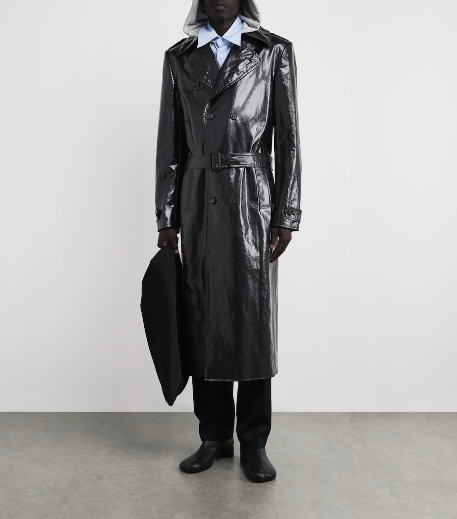 MM6 Maison Margiela Mens Linen Coated Trench Coat Black Image 2