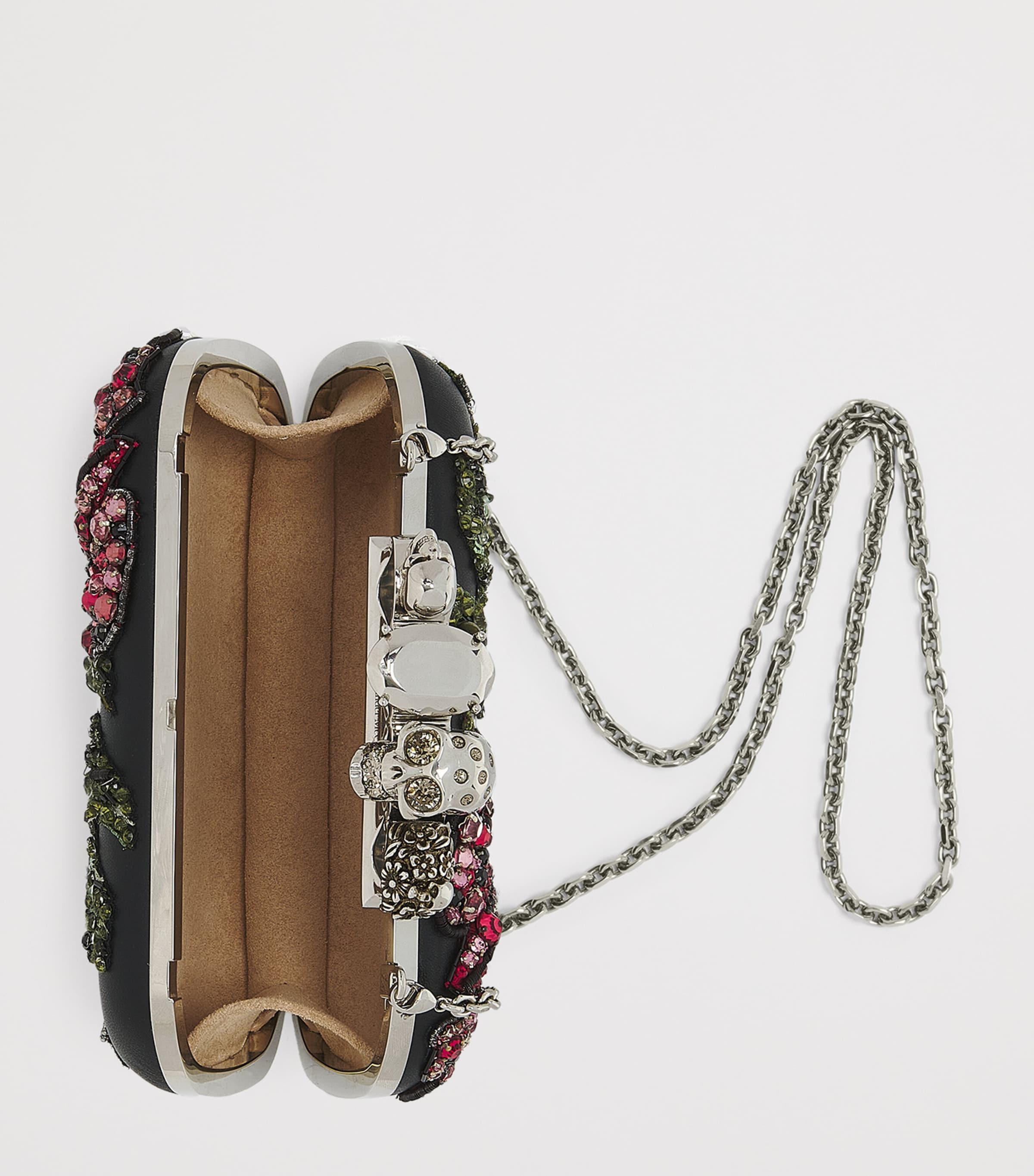 Leather Embellished Skull Knuckle Clutch Bag 8495 Image 4