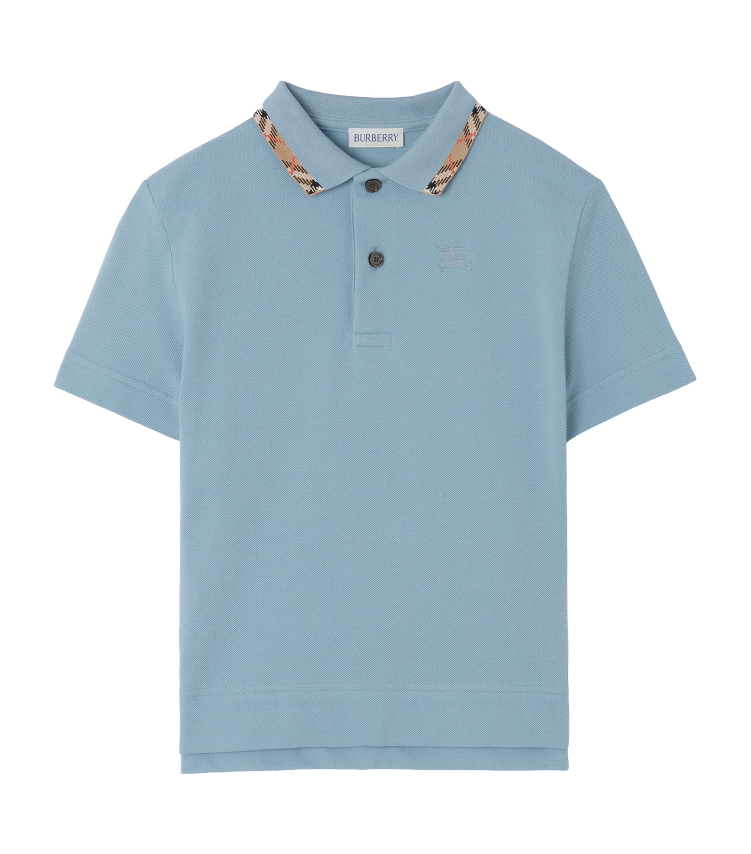 Burberry Kids Cotton Polo Shirt (14 Years) Misty Blue Image 1
