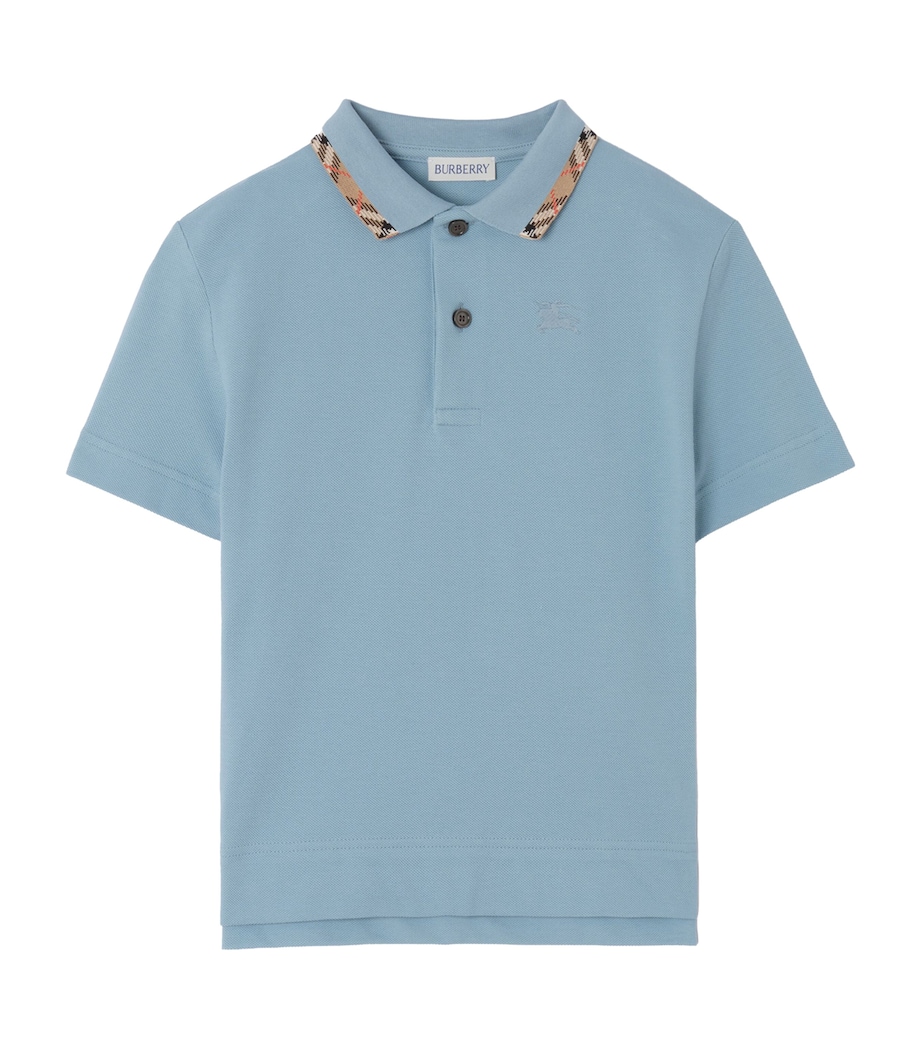 Burberry Kids Cotton Polo Shirt (14 Years) Misty Blue Image 1