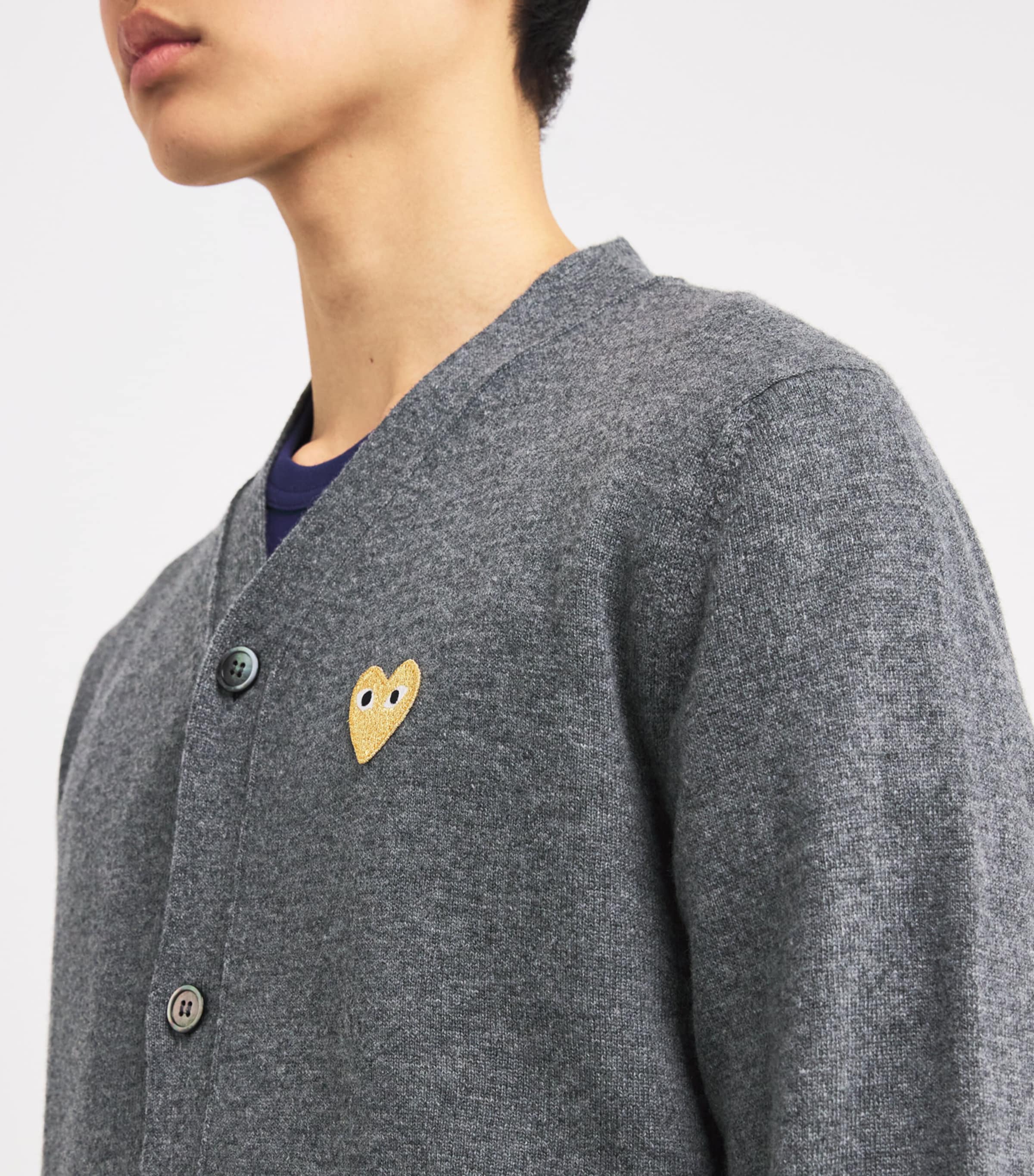 Comme Des Garçons Play Mens Wool Heart Cardigan Grey Image 6