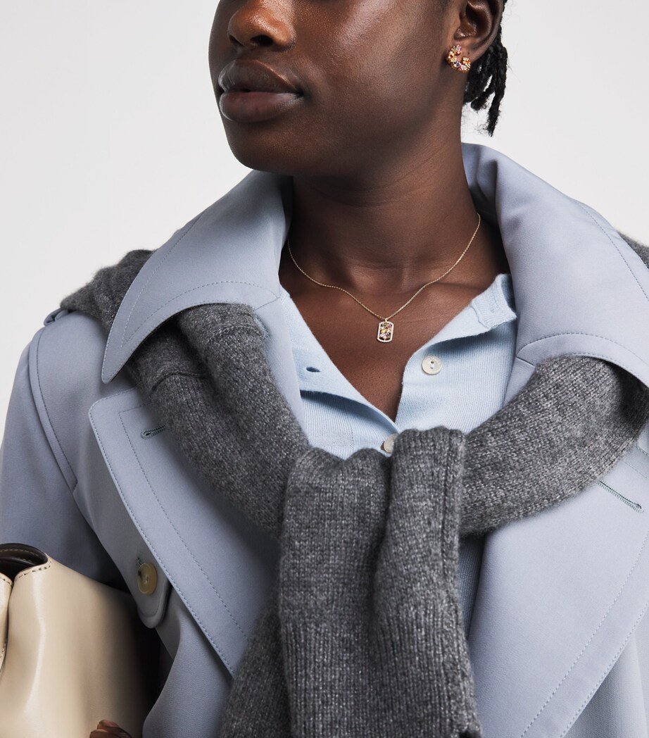 Rose Gold, Diamond and Sapphire Shimmer Spiral Hoop Earrings 18K RG/PS Image 5