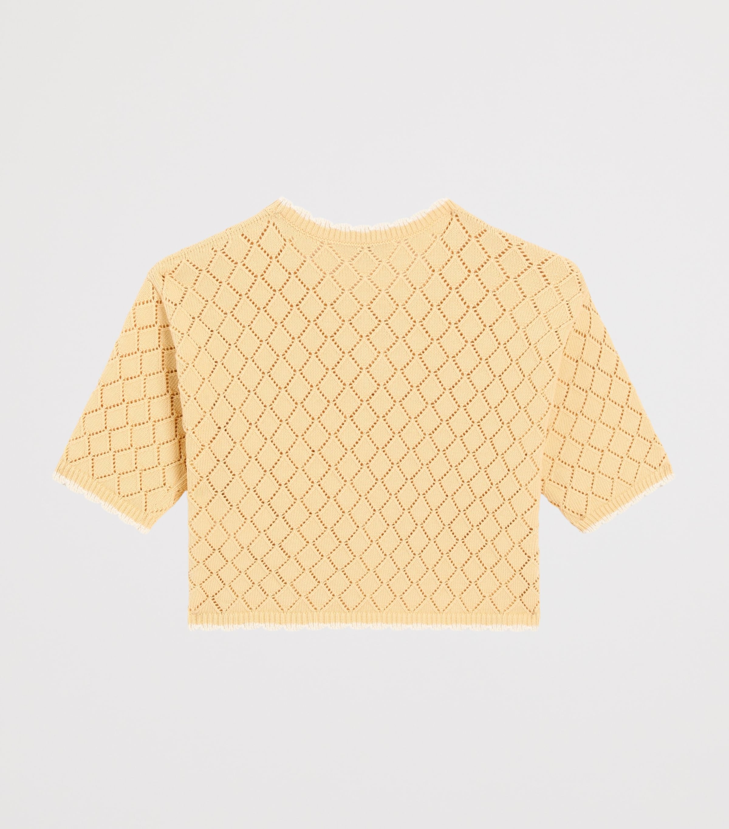 Dolce&Gabbana Kids Cotton Pointelle Short-Sleeve Sweater (8-12+ Years) Yellow Image 2
