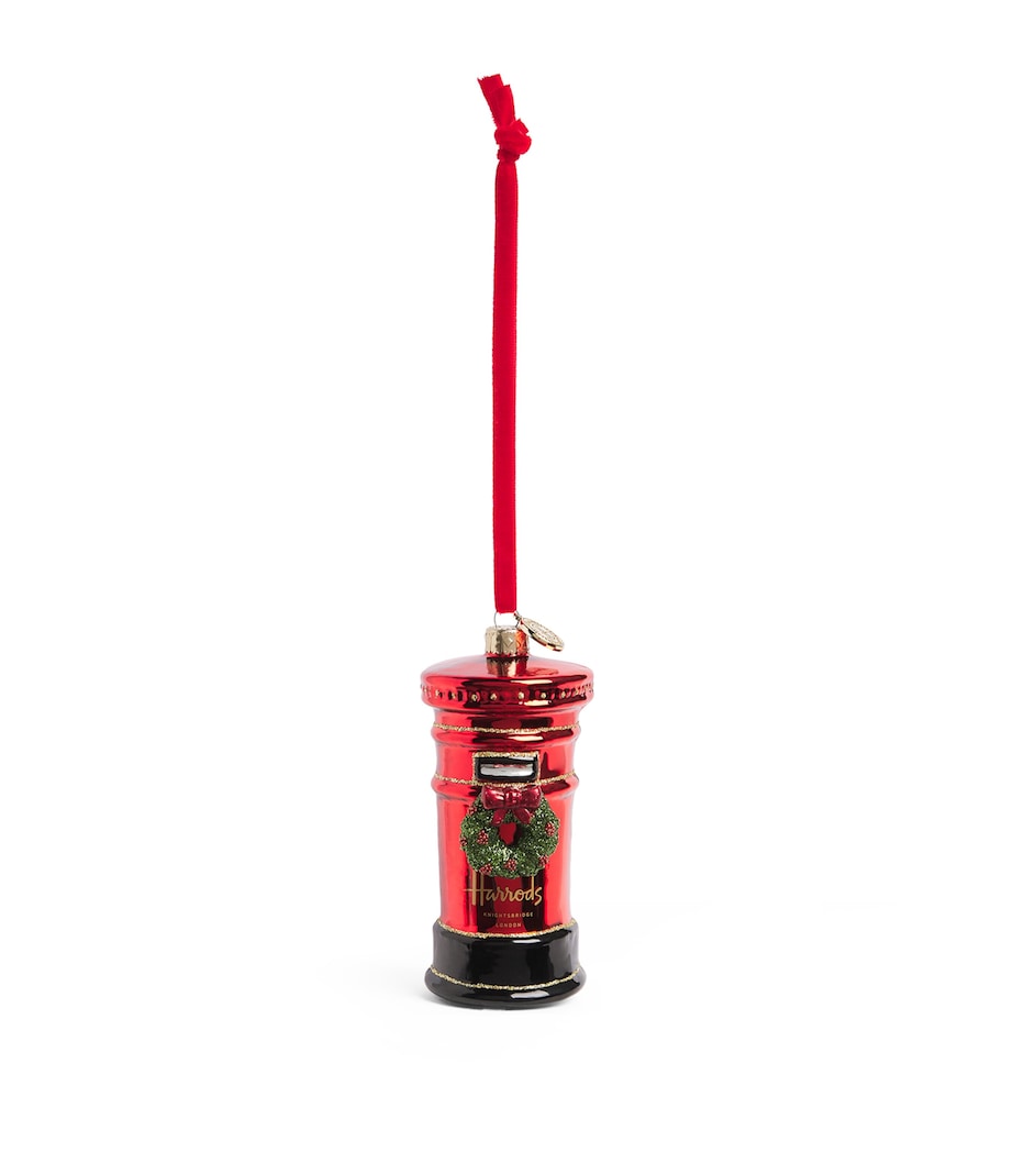 Harrods Wreath Post Box Tree Decoration Red Image 1