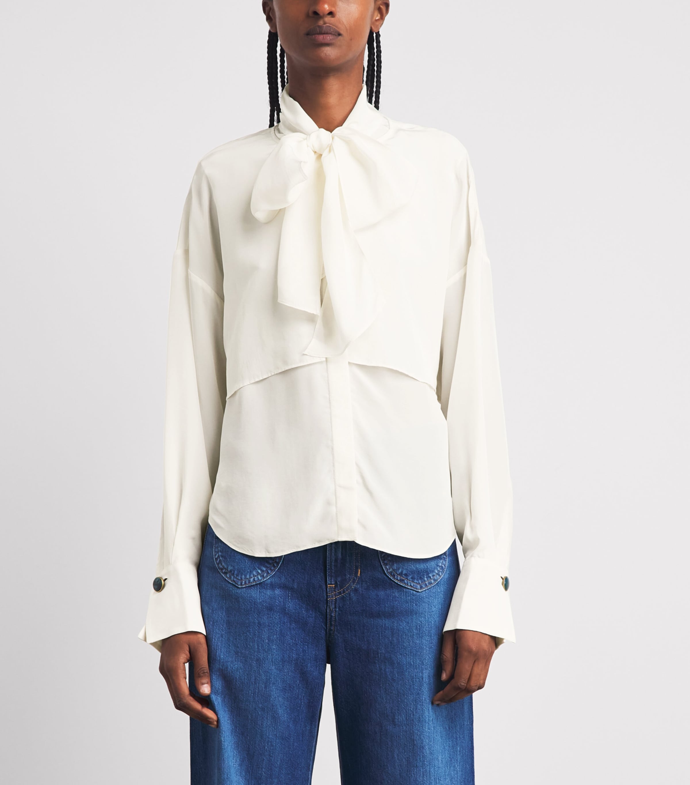Veronica Beard Womens Scarf-Neck Darlis Blouse Dove Image 4