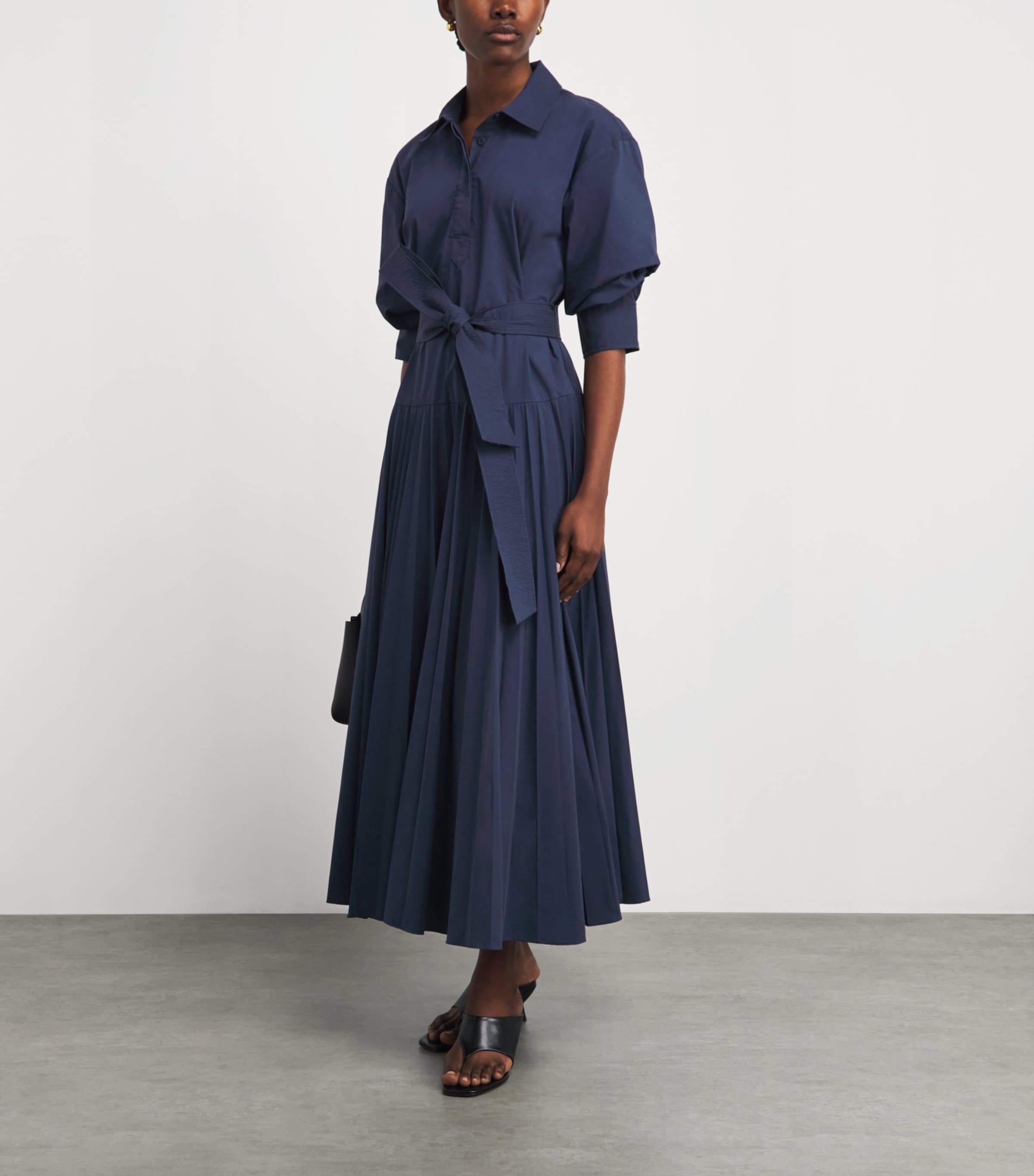 Simkhai Womens Poplin Belted Arlo Maxi Dress Midnight Image 2