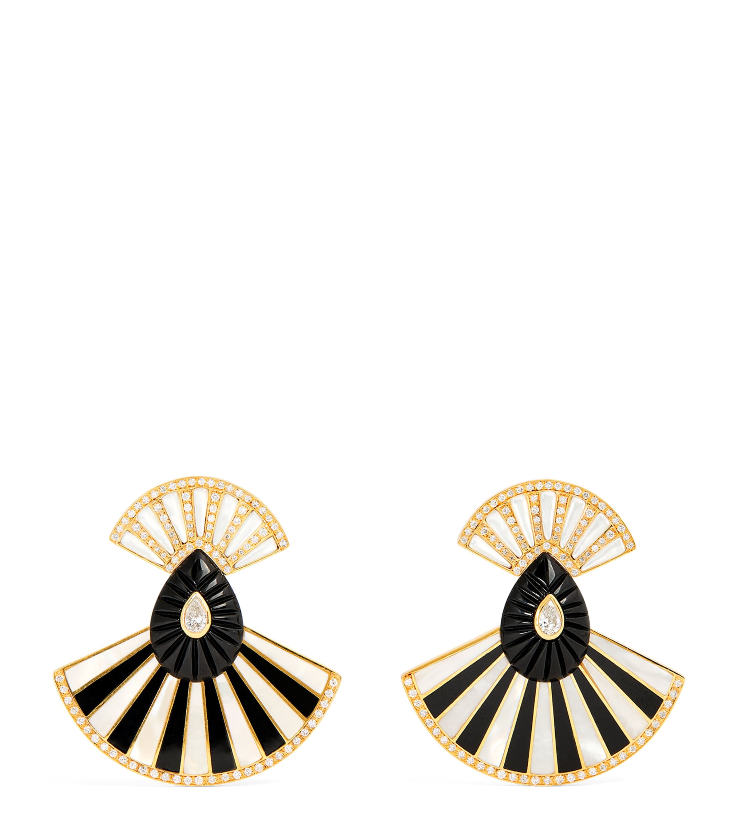 L'atelier Nawbar Yellow Gold, Diamond And Onyx Bond Steet Earrings In Gold