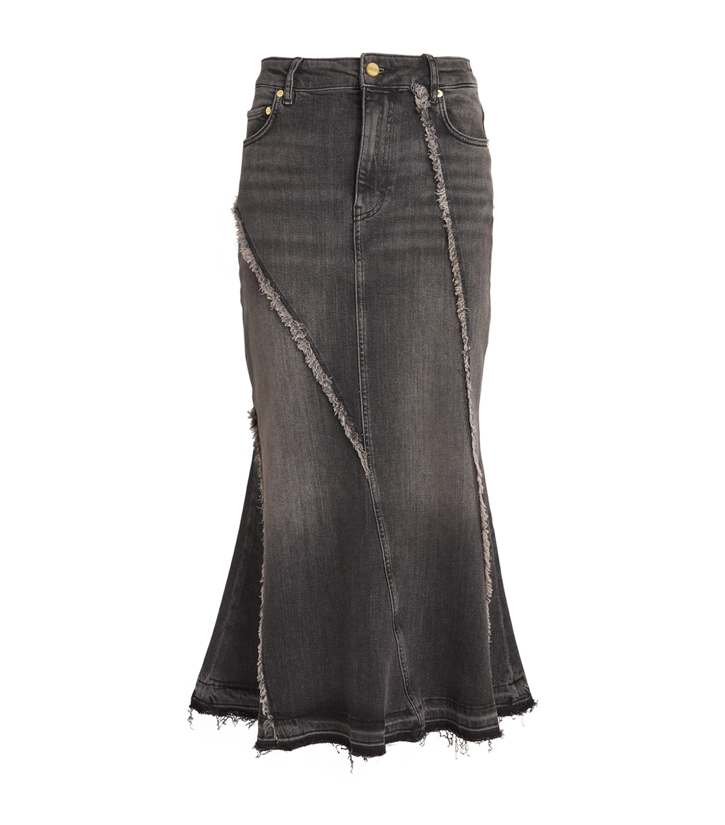 Ganni Denim Maxi Skirt In Black