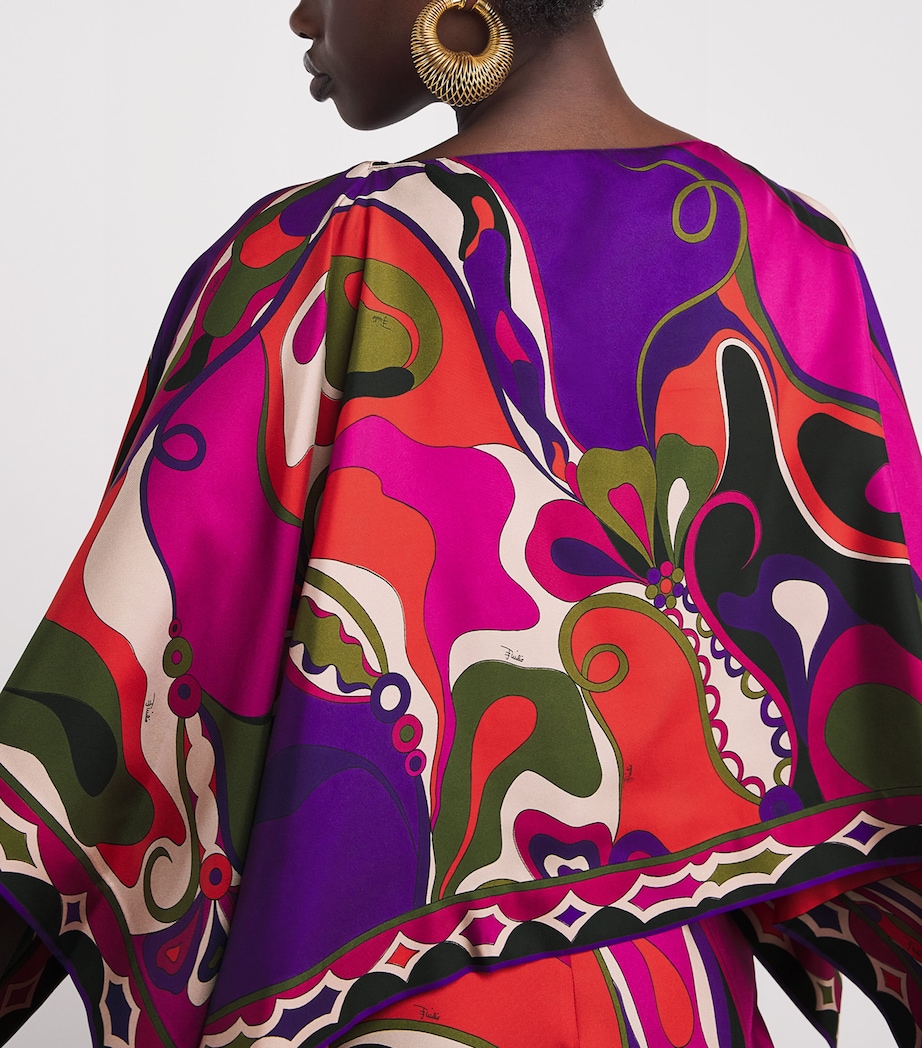 Silk Cape-Detail Maxi Dress 017/MULTICOLOR Image 5