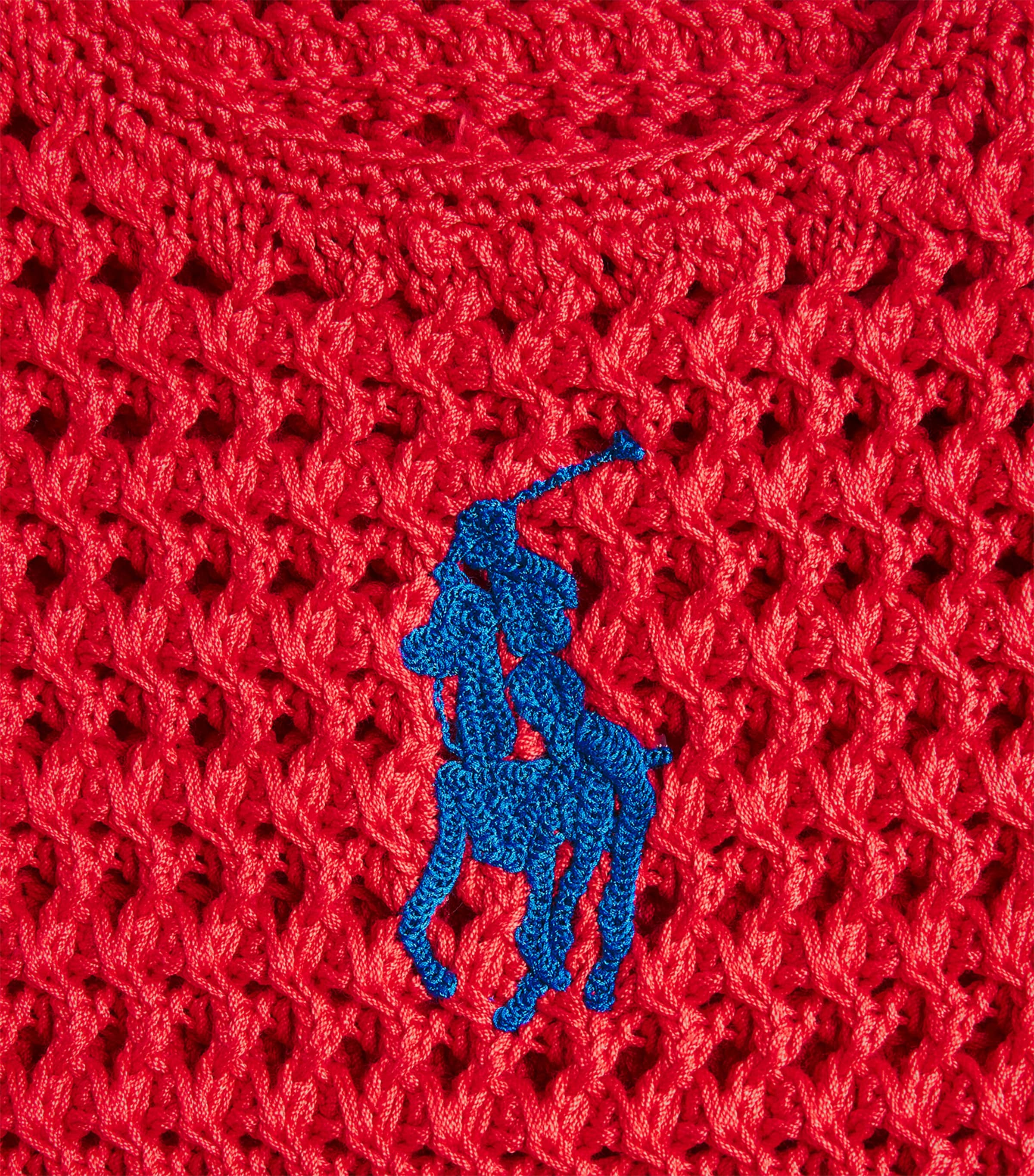 Polo Ralph Lauren Womens Cotton Crocheted Sweater Vest Petal Rose Image 6