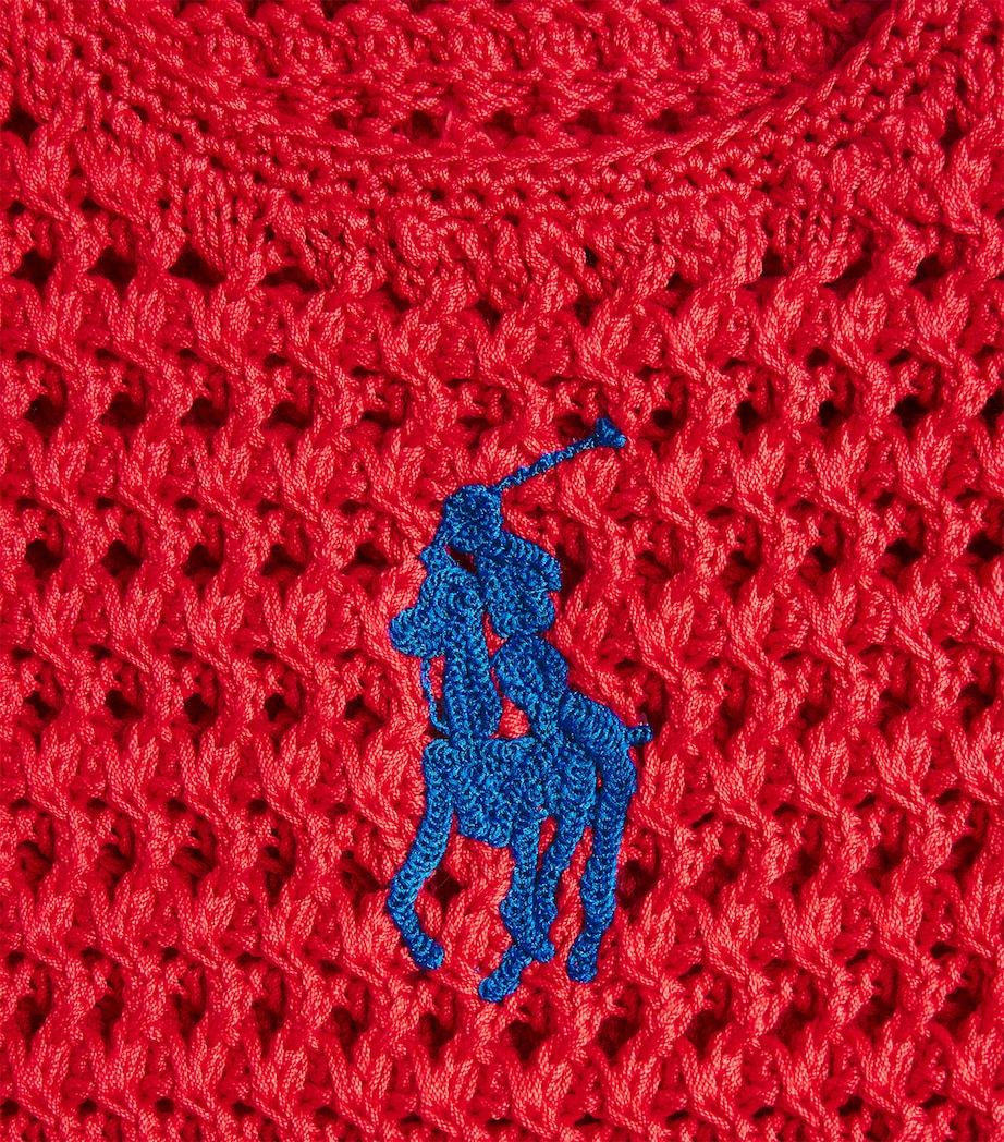 Polo Ralph Lauren Womens Cotton Crocheted Sweater Vest Petal Rose Image 6
