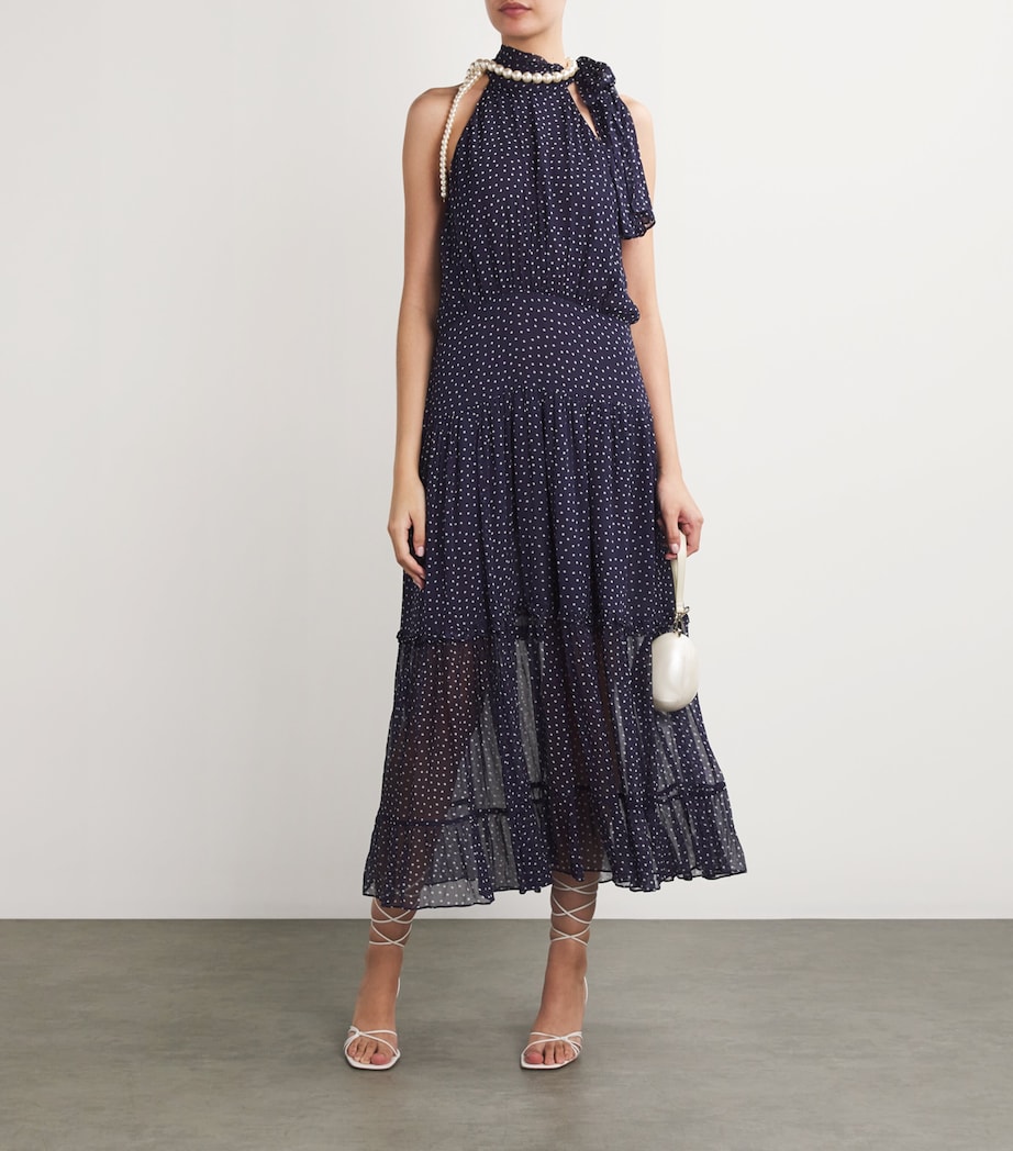 Pussybow Abi Midi Dress NAVY POLKA DOT Image 2