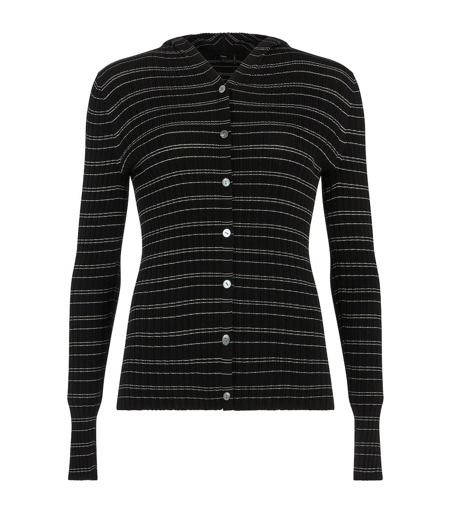 Stripe Hooded Cardigan A05 BLACK/WHITE Image 1
