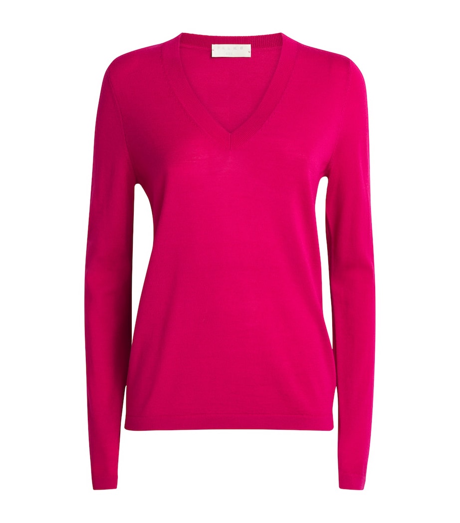 Merino Wool Extra-Fine V-Neck Sweater 8046 MAGENTA Image 1