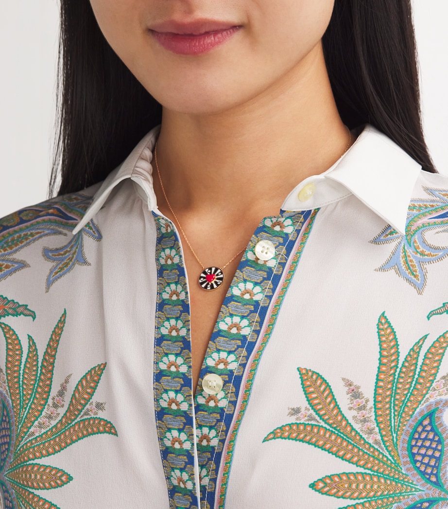 Yellow Gold, Diamond and Enamel Spiral Heart Necklace YELLOW GOLD Image 2