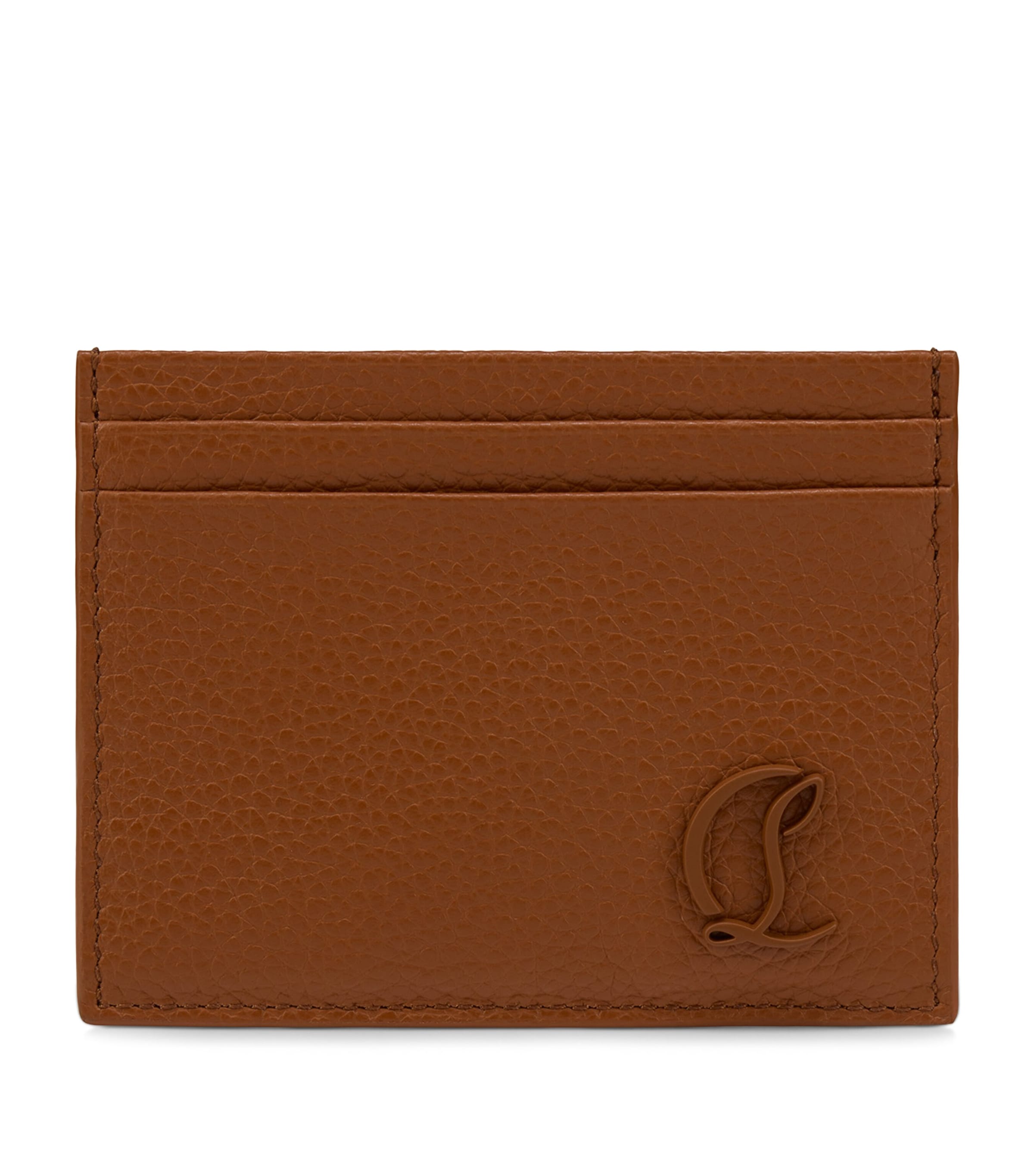 Christian Louboutin Mooncrest Leather Card Holder In Brown
