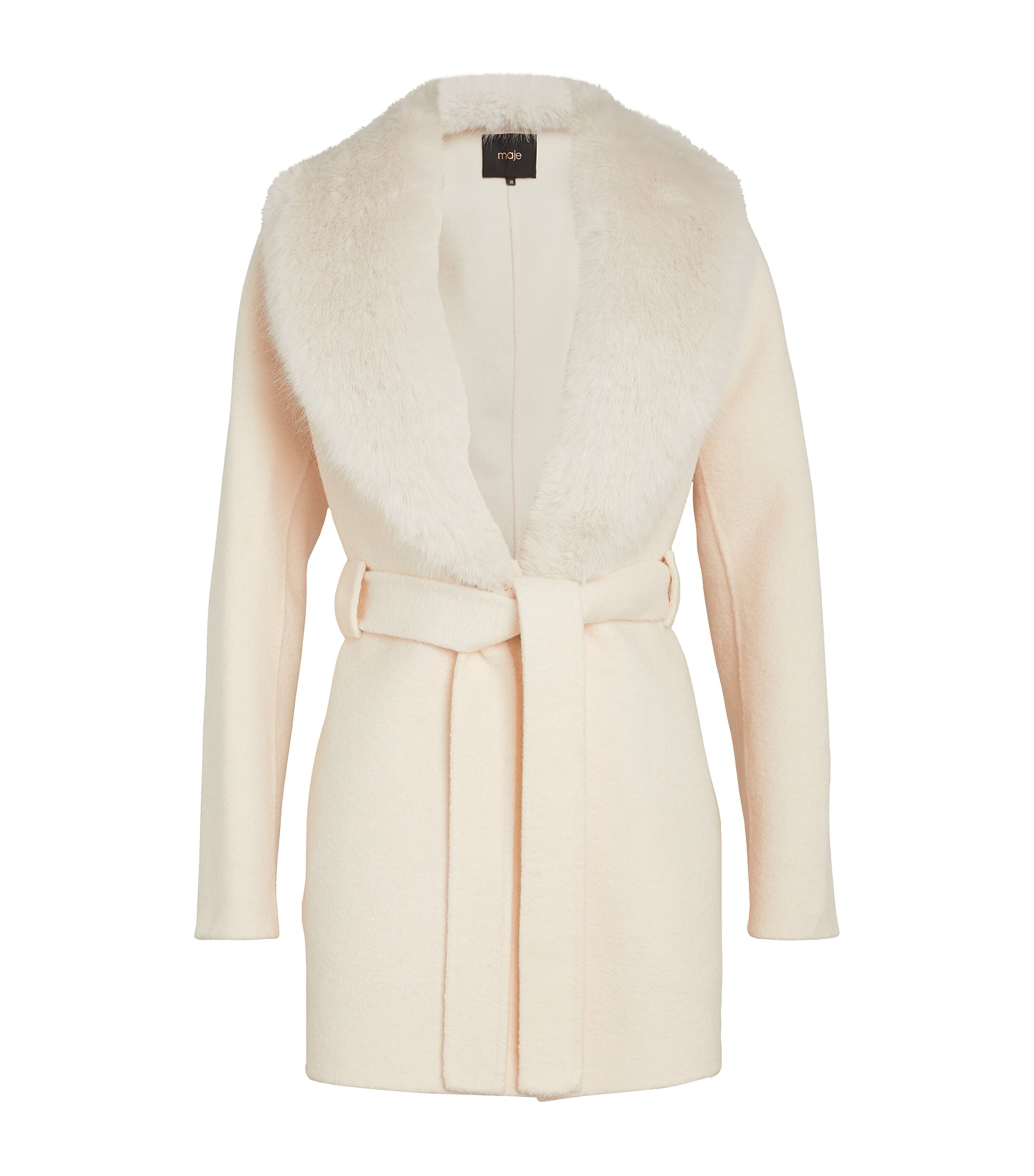 Maje Wool-blend Wrap Coat In White