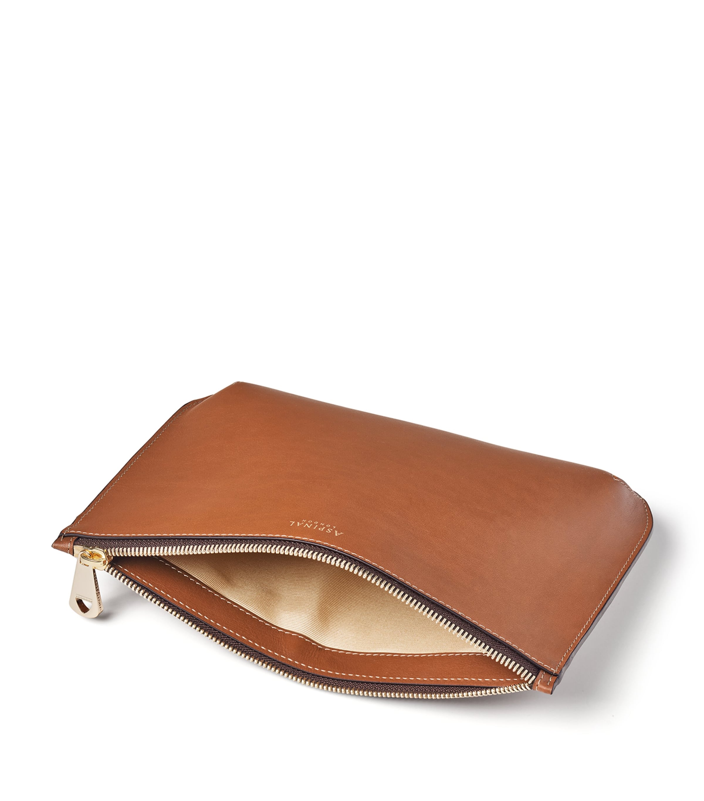 Aspinal Of London Large Leather Ella Pouch Tan Image 3